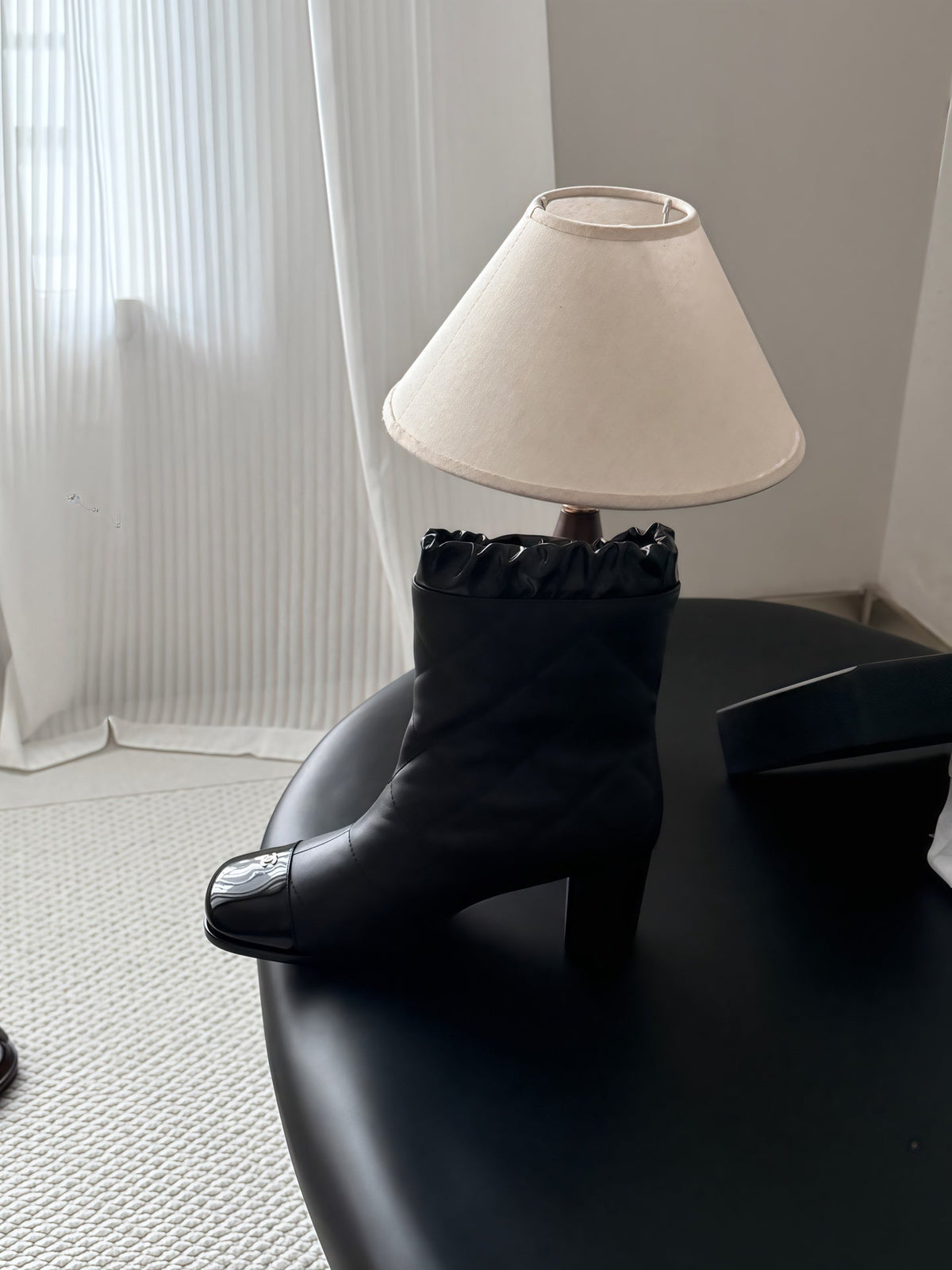 CC 26s Quilted Ankle Boots Black Leather Patent 127990