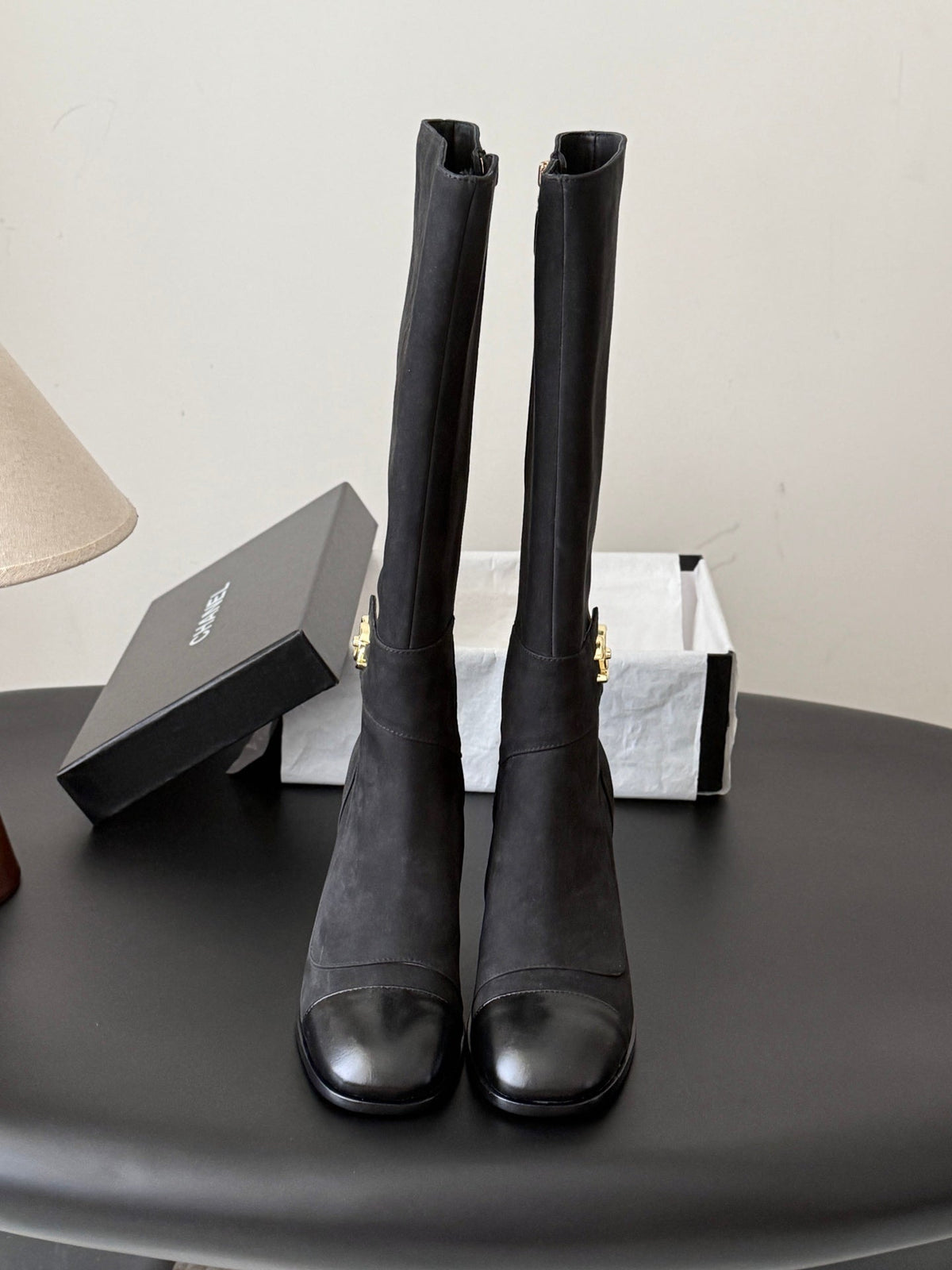 CC 26s Knee High Boots Black Black Suede 127796