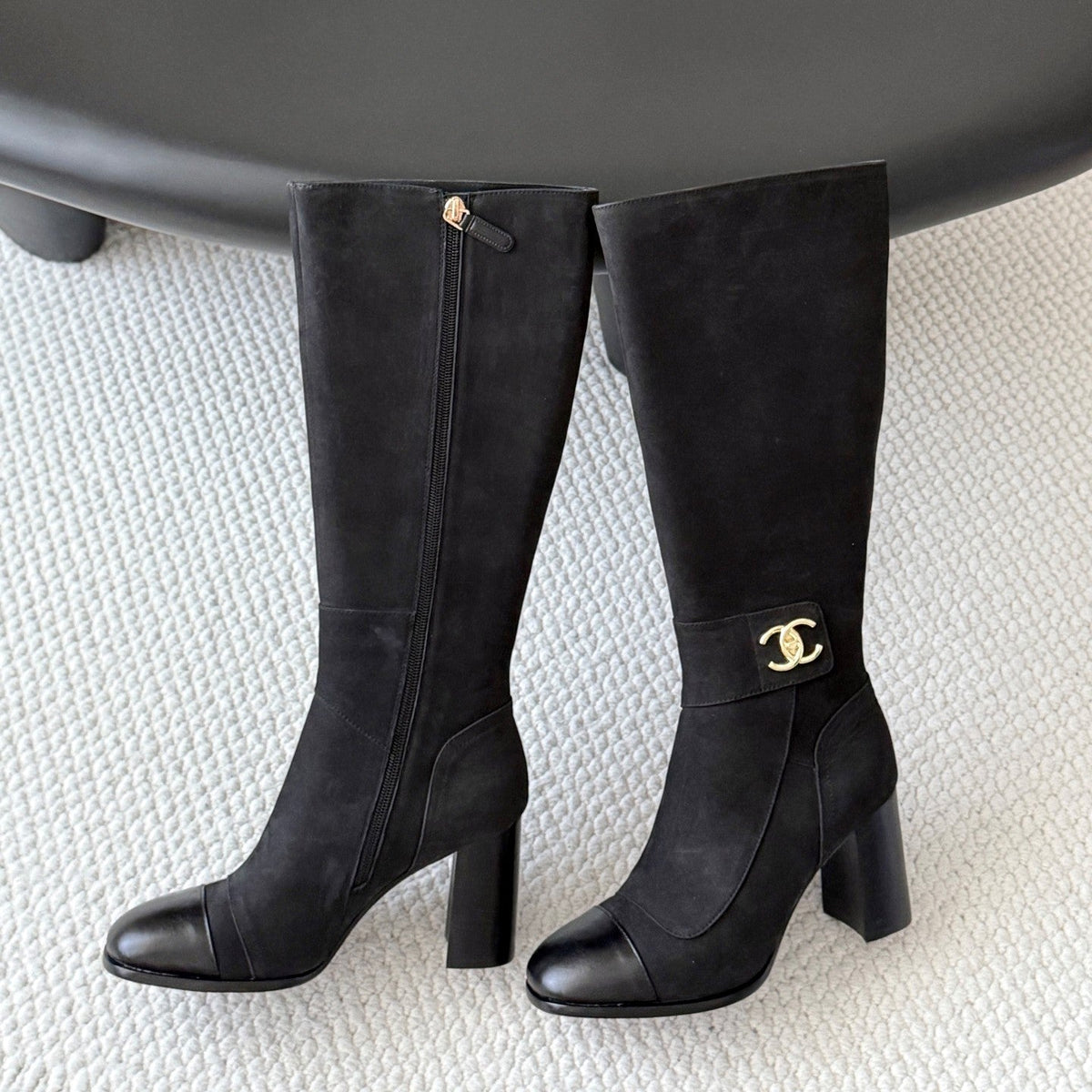 CC 26s Knee High Boots Black Black Suede 127796