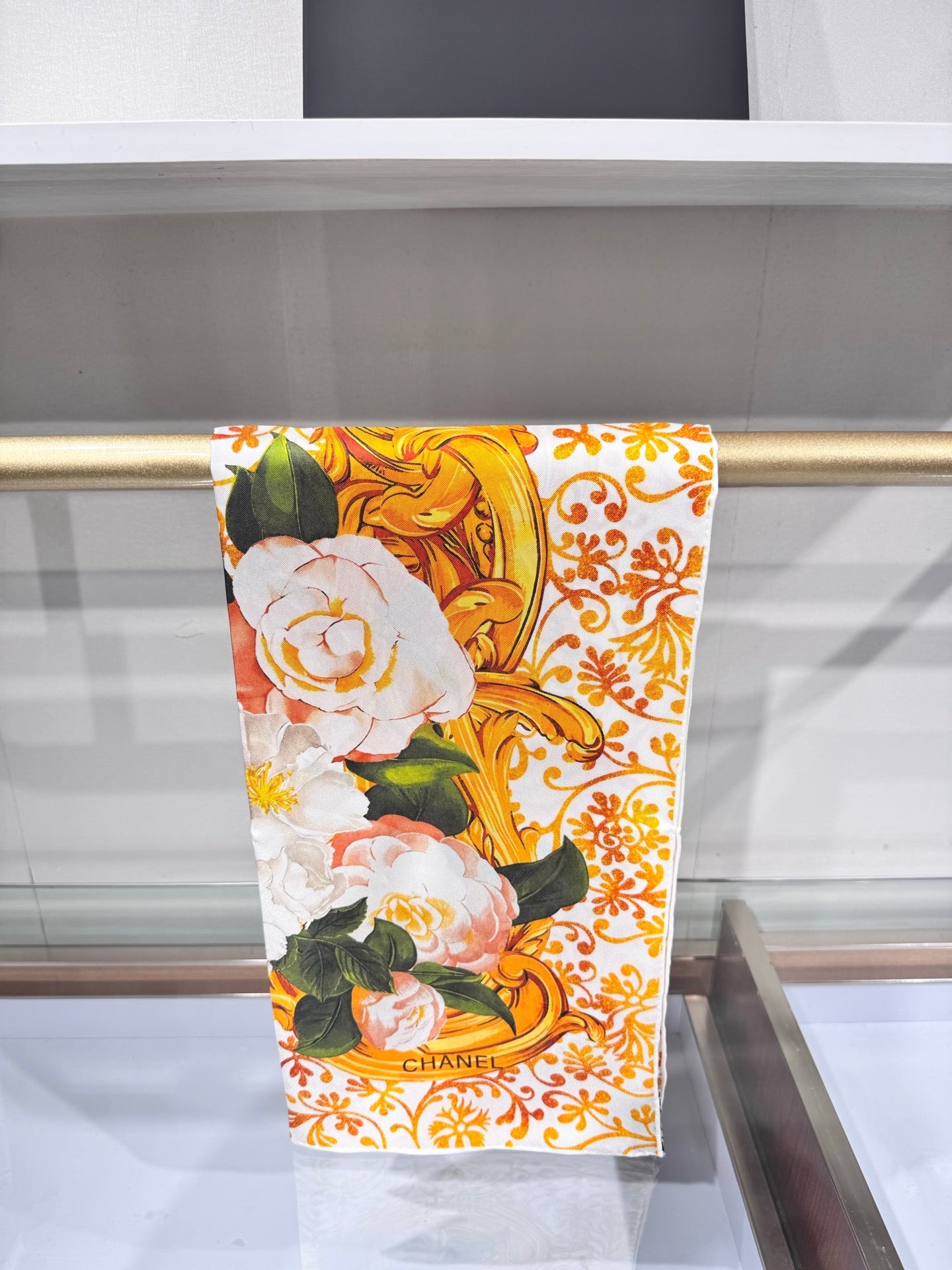 CC Bandana Scarf 90x90 Yellow White Silk Twill 204014