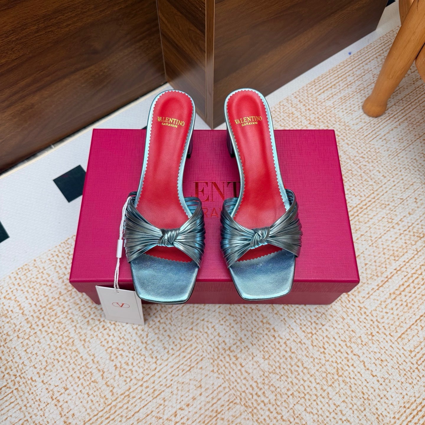 VT 26s Annet Mules 6.5cm Blue Woven Leather 974325