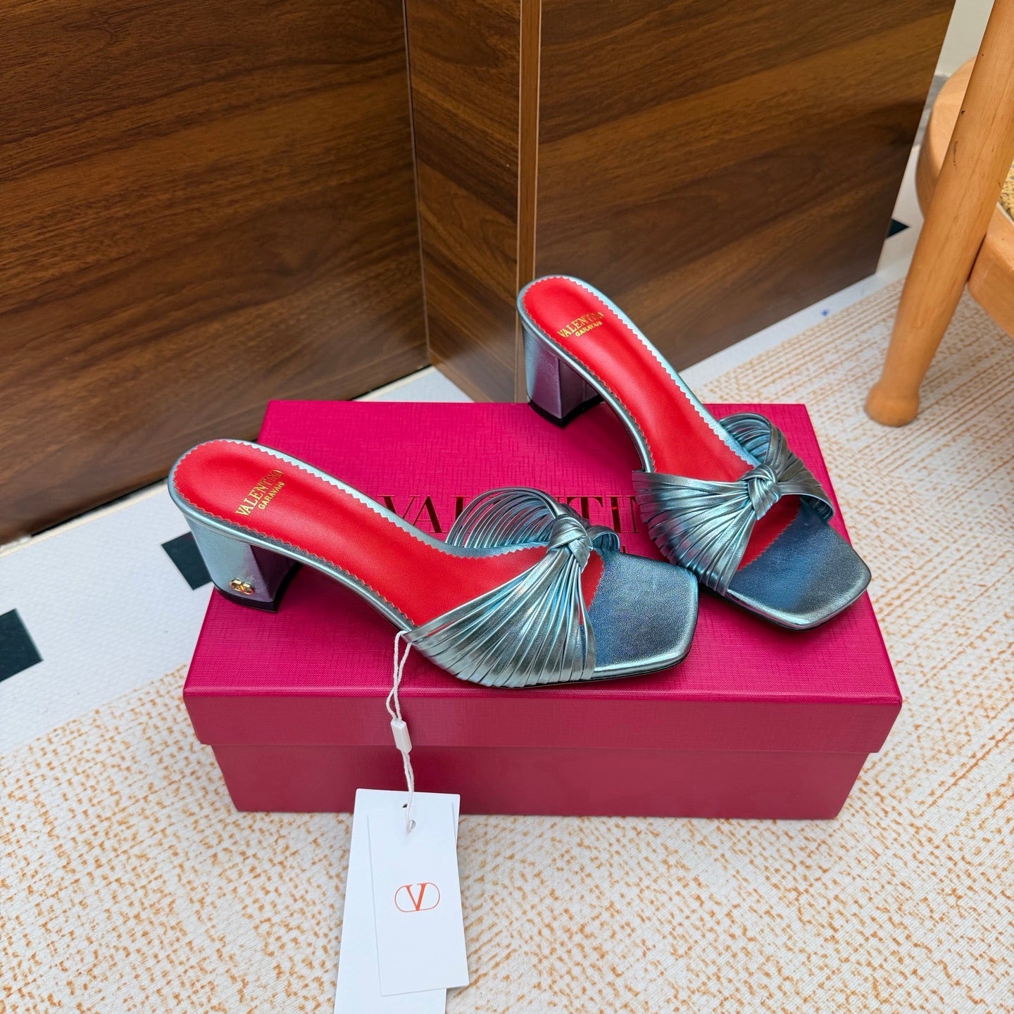 VT 26s Annet Mules 6.5cm Blue Woven Leather 974325