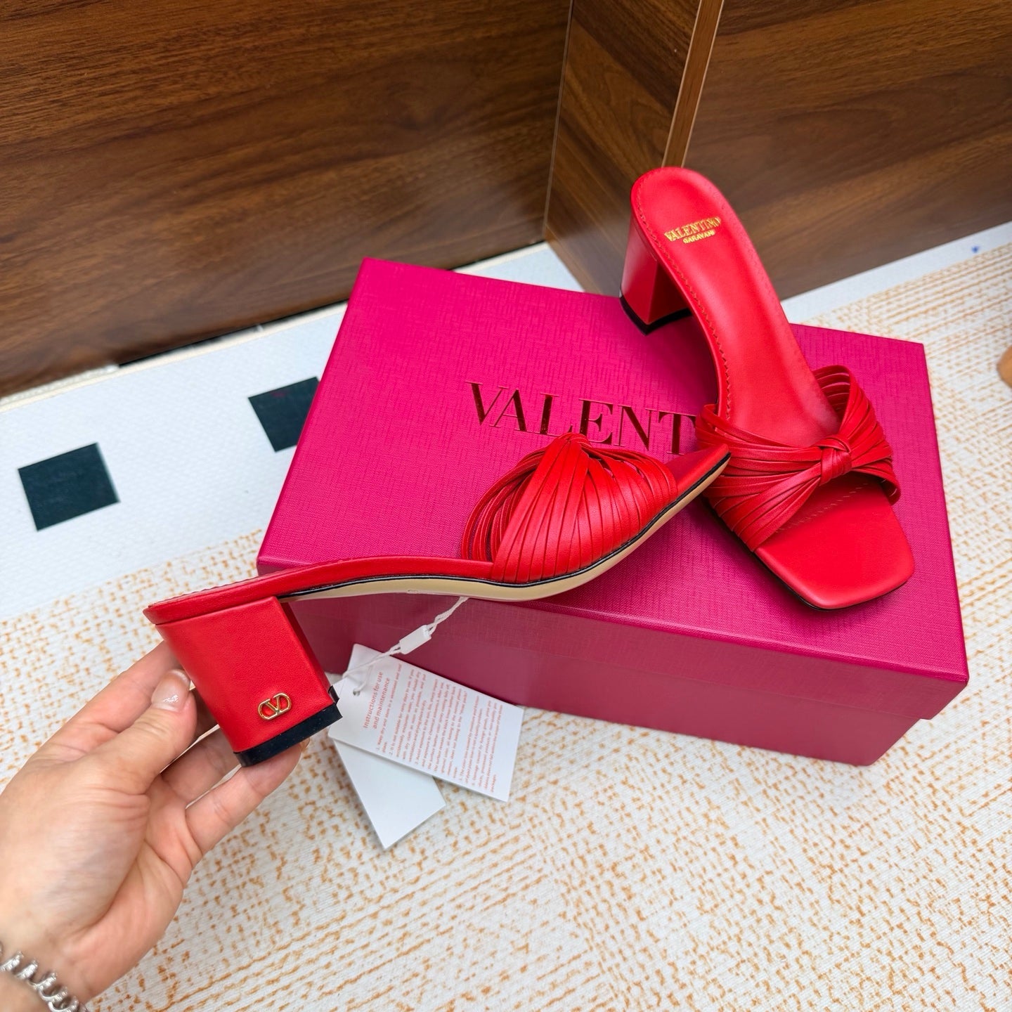VT 26s Annet Mules 6.5cm Red Woven Leather 974328