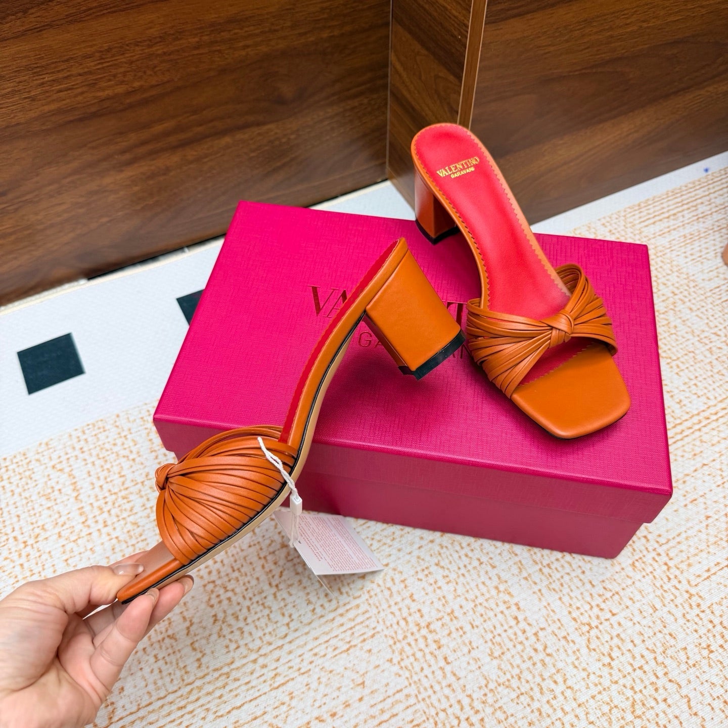 VT 26s Annet Mules 6.5cm Orange Woven Leather 974330