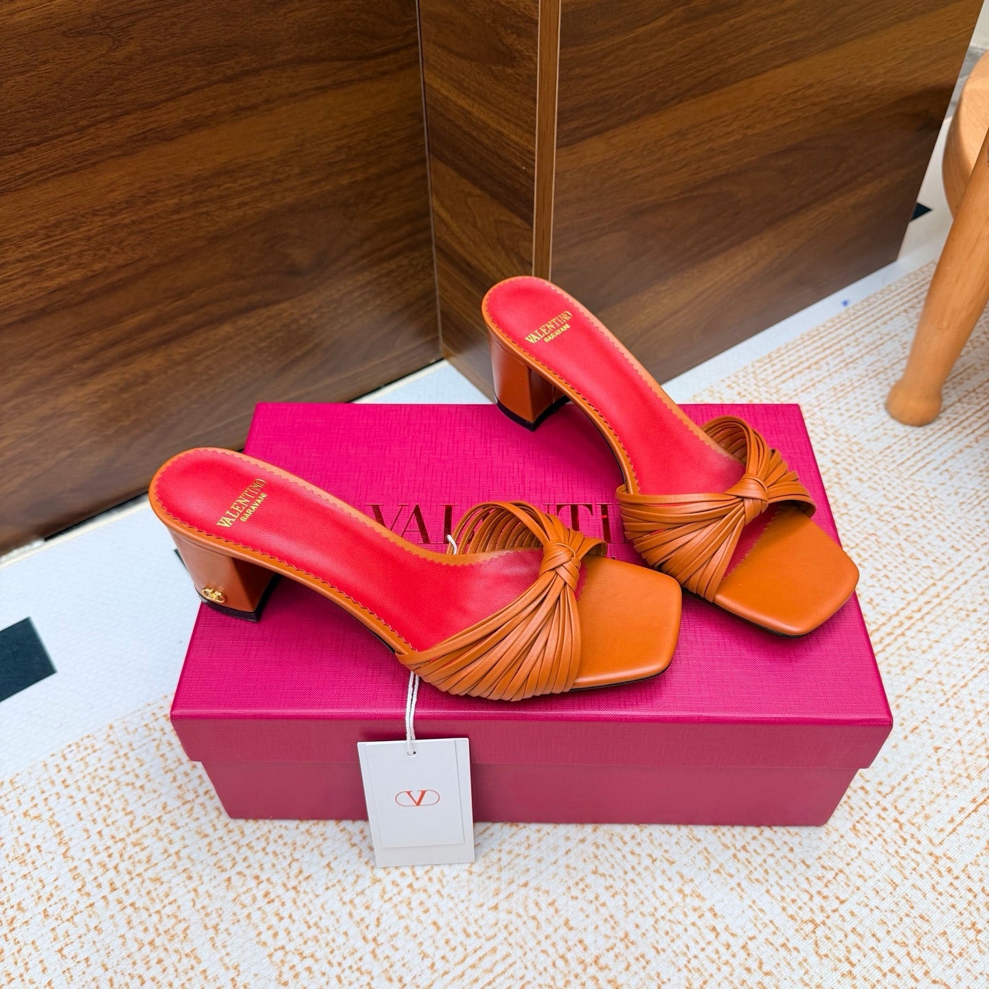 VT 26s Annet Mules 6.5cm Orange Woven Leather 974330