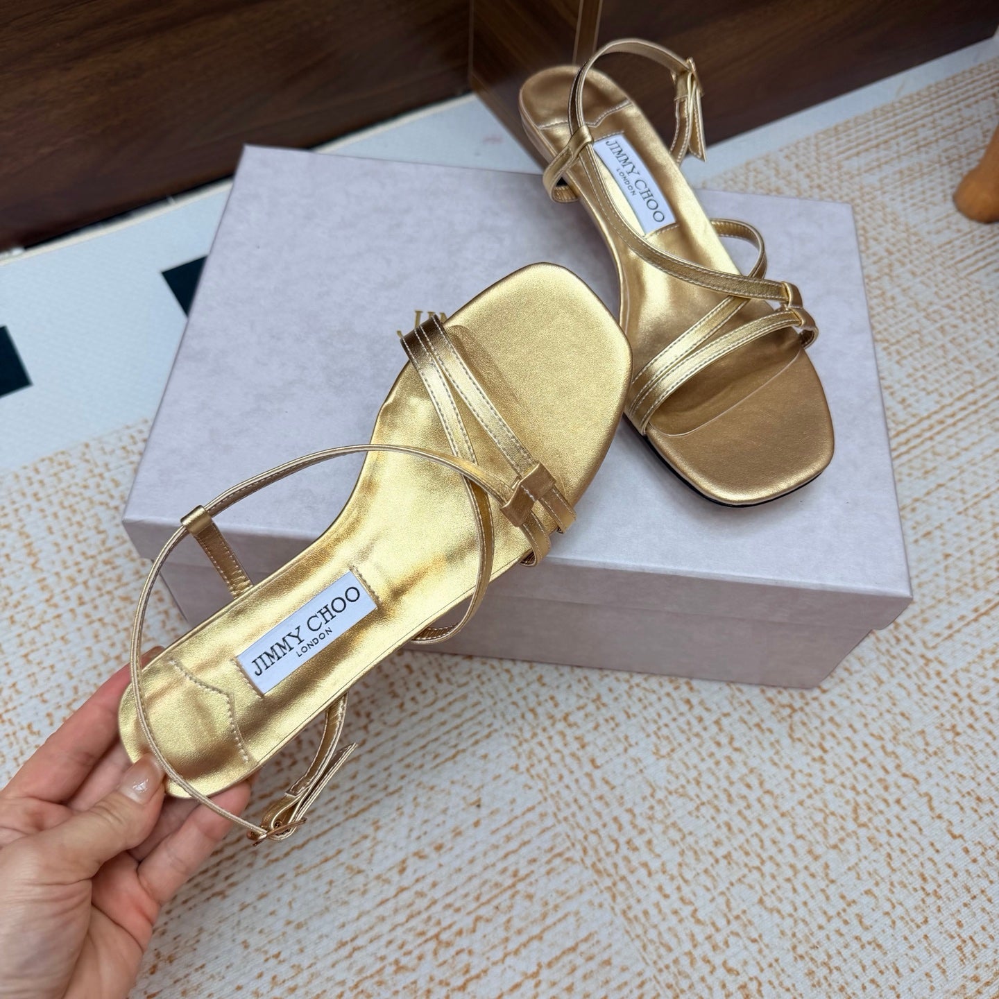 JC 26s Cleo Mule 45 Sandals 4cm Gold Metallic Leather 974194