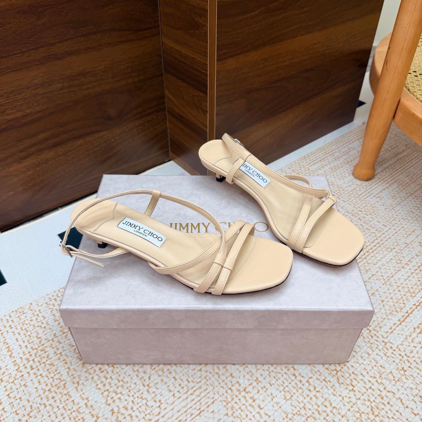 JC 26s Cleo Mule 45 Sandals 4cm Latte Nappa Leather 974192