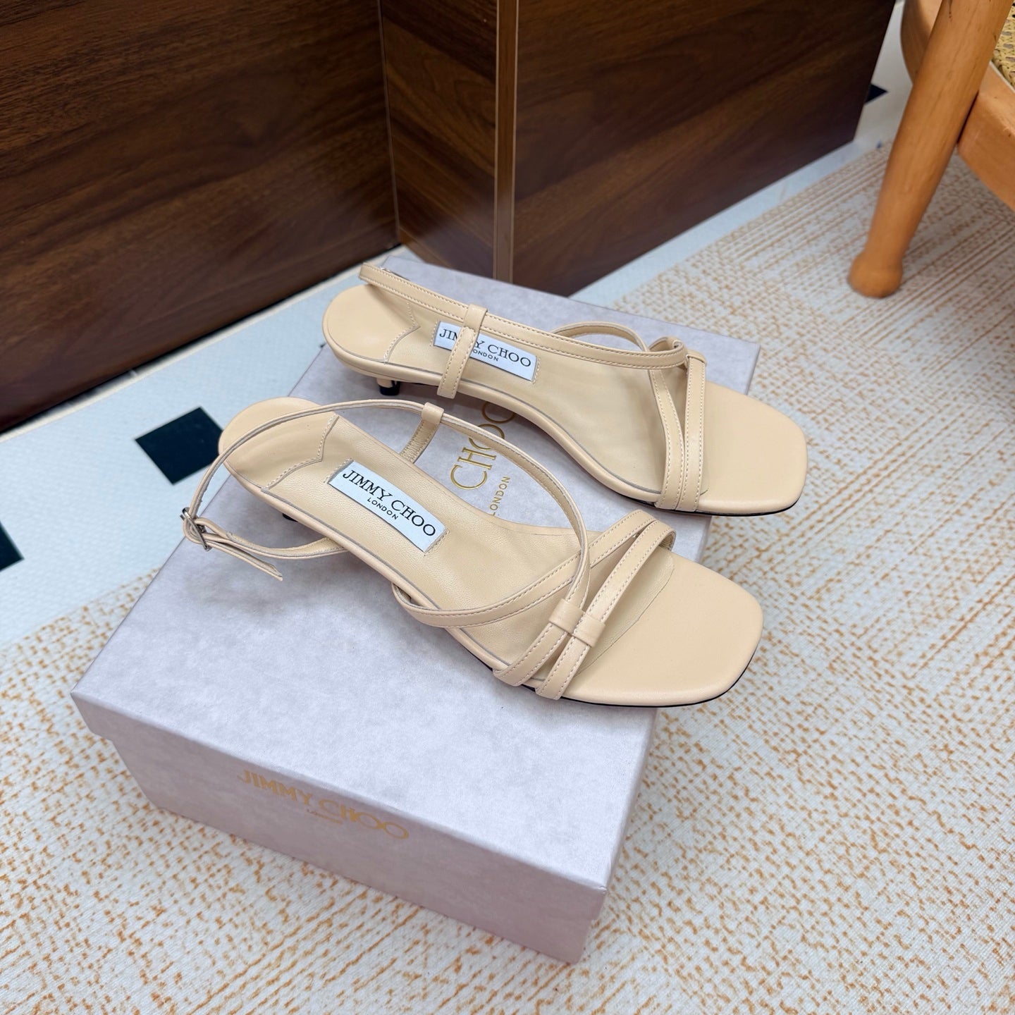 JC 26s Cleo Mule 45 Sandals 4cm Latte Nappa Leather 974192
