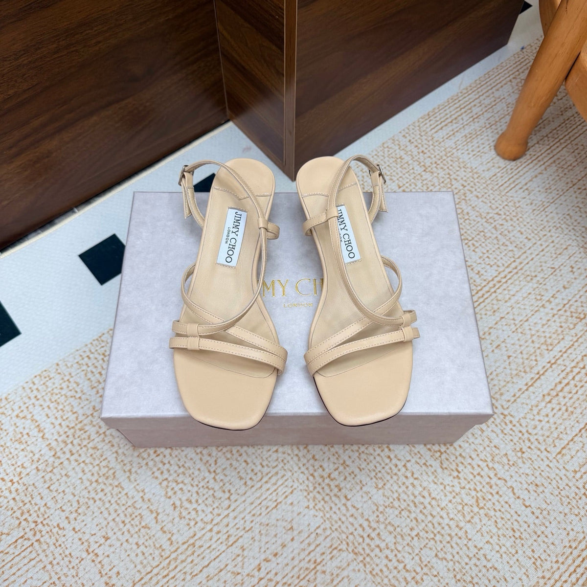 JC 26s Cleo Mule 45 Sandals 4cm Latte Nappa Leather 974192