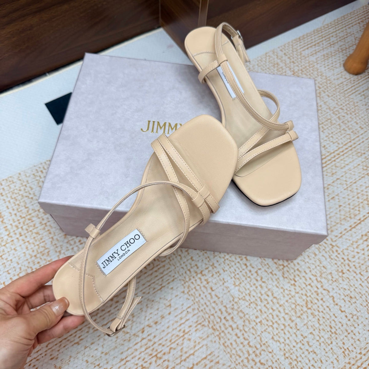 JC 26s Cleo Mule 45 Sandals 4cm Latte Nappa Leather 974192
