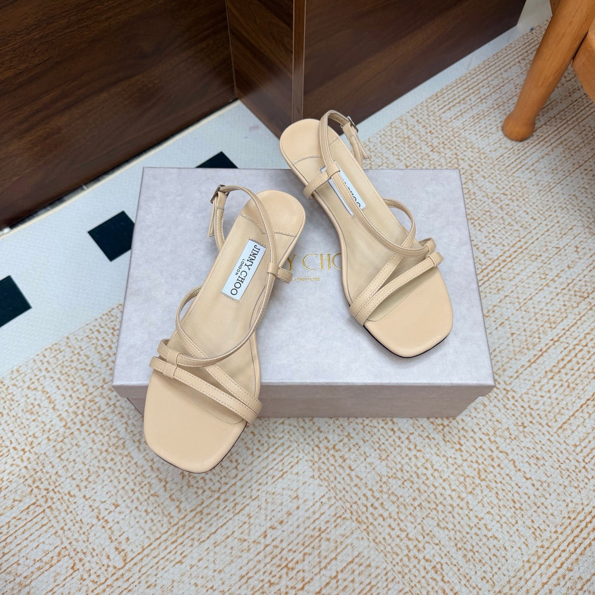 JC 26s Cleo Mule 45 Sandals 4cm Latte Nappa Leather 974192