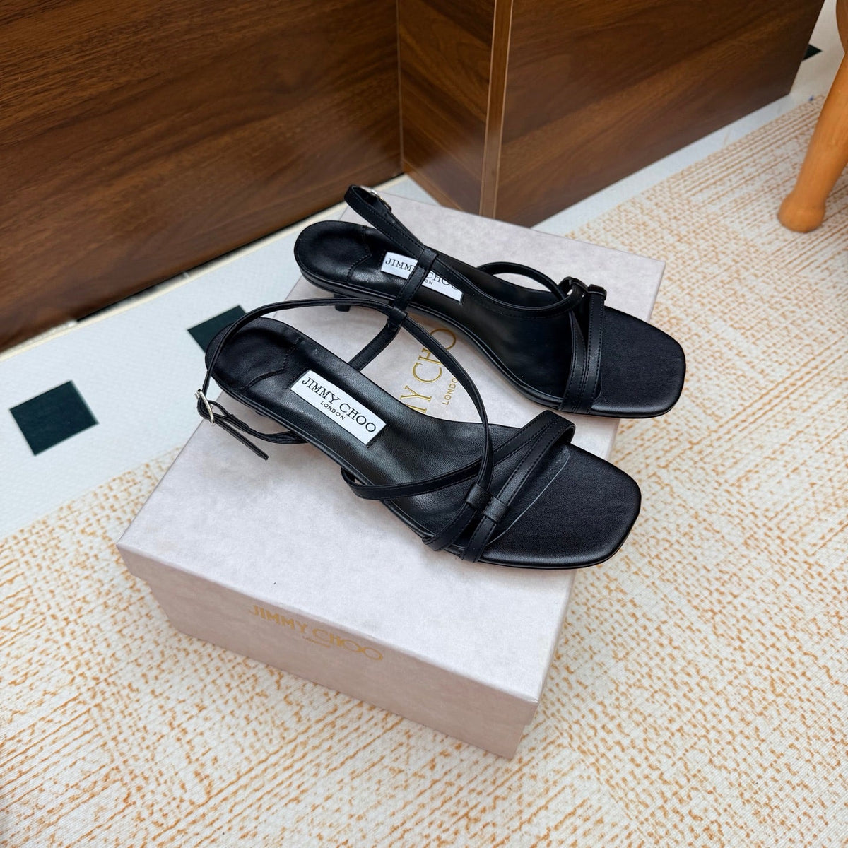 JC 26s Cleo Mule 45 Sandals 4cm Black Nappa Leather 974191