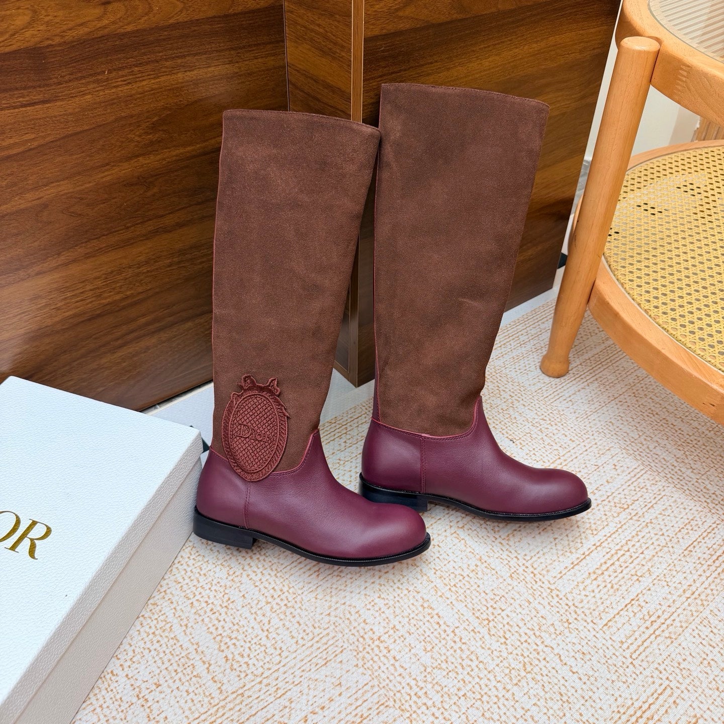 CD 26s Riding Boots Burgundy Suede Leather 973975