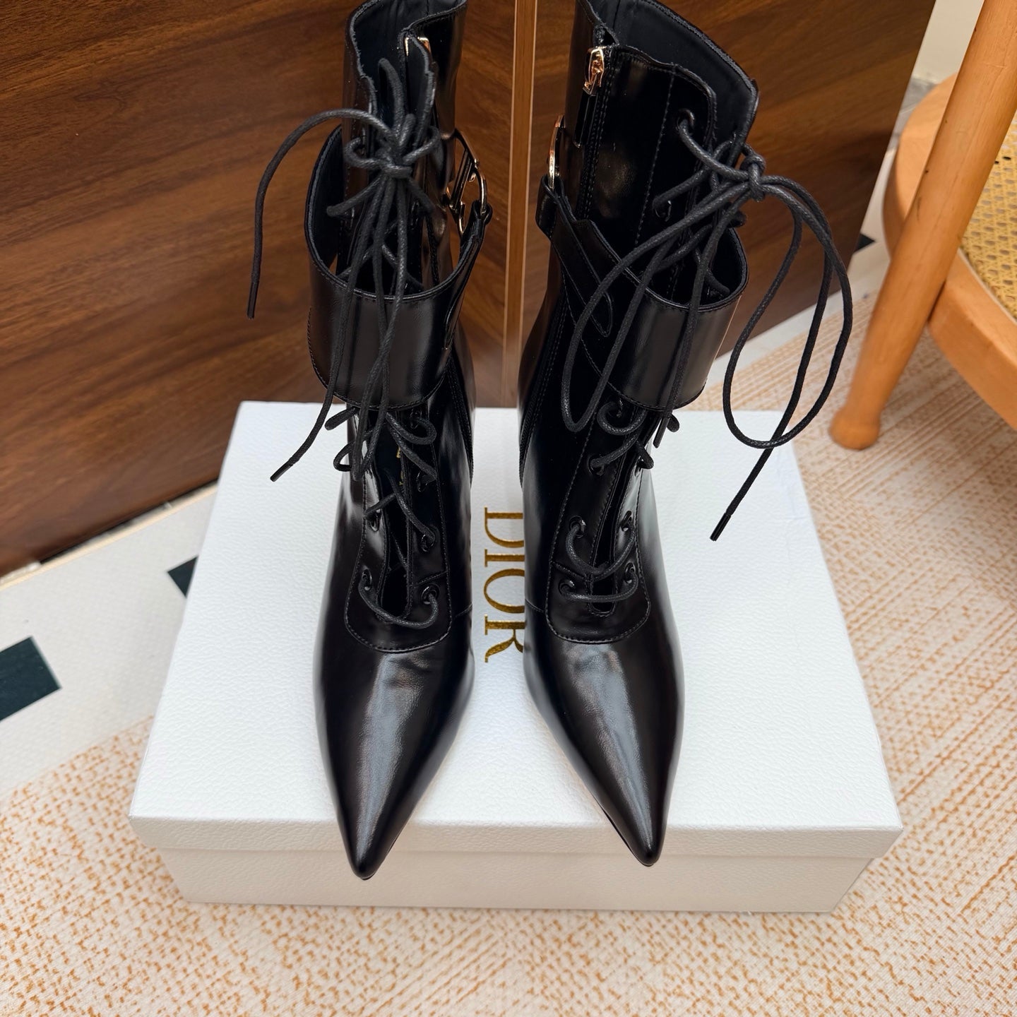 CD 26s D-Legacy Ankle Boots 8cm Black Patent Leather 973980