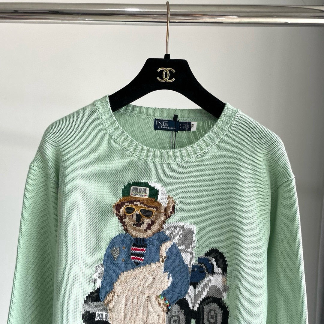 Ralph Lauren 2026 Yellow Scarf Bear Crewneck Sweater Cotton Linen 438273