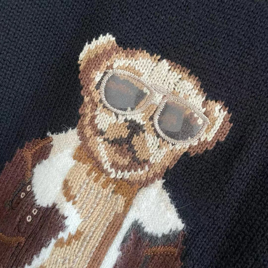 Ralph Lauren 2026 Aviator Bear Intarsia Knit Crewneck Sweater Wool 438273