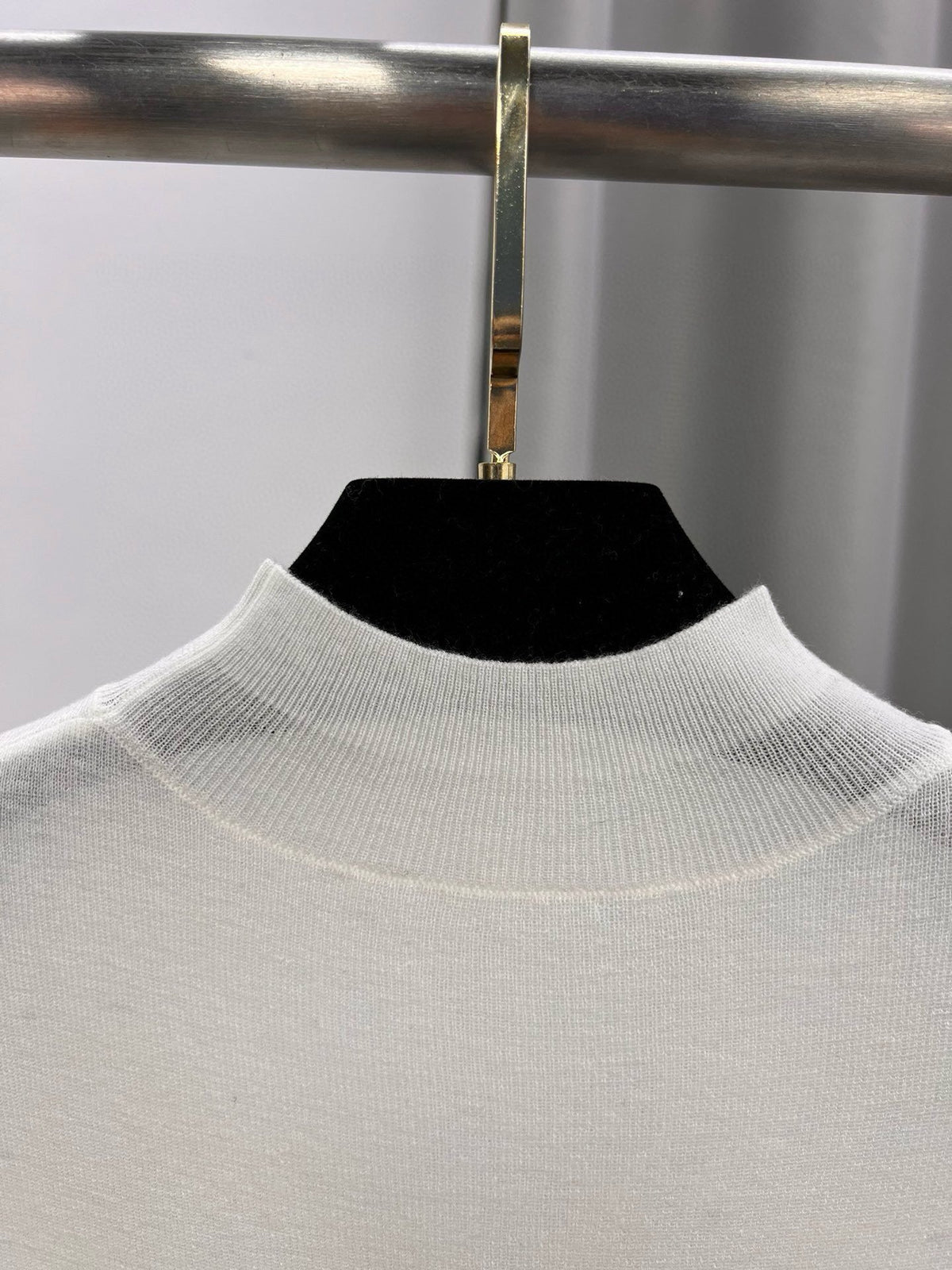 YSL Brooch Mock Neck Sweater Virgin Wool 438269