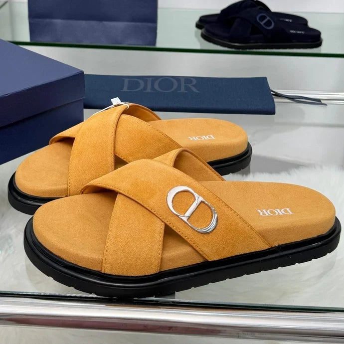 Dior 2026 Criss-Cross Strap Men Sandals Suede 966584
