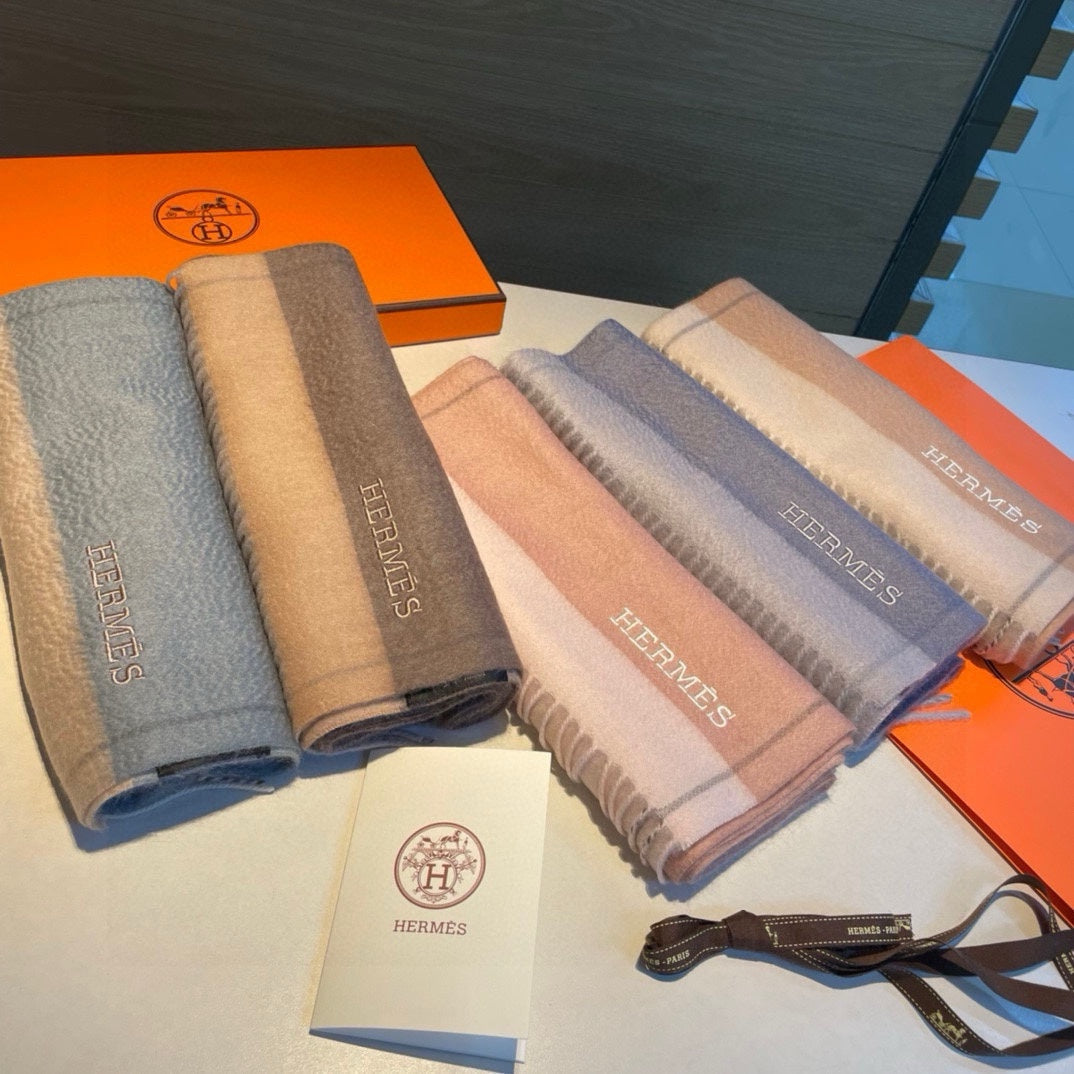 Scarf 180 CM In Grey Blue Mix Grey White Cashmere 398201