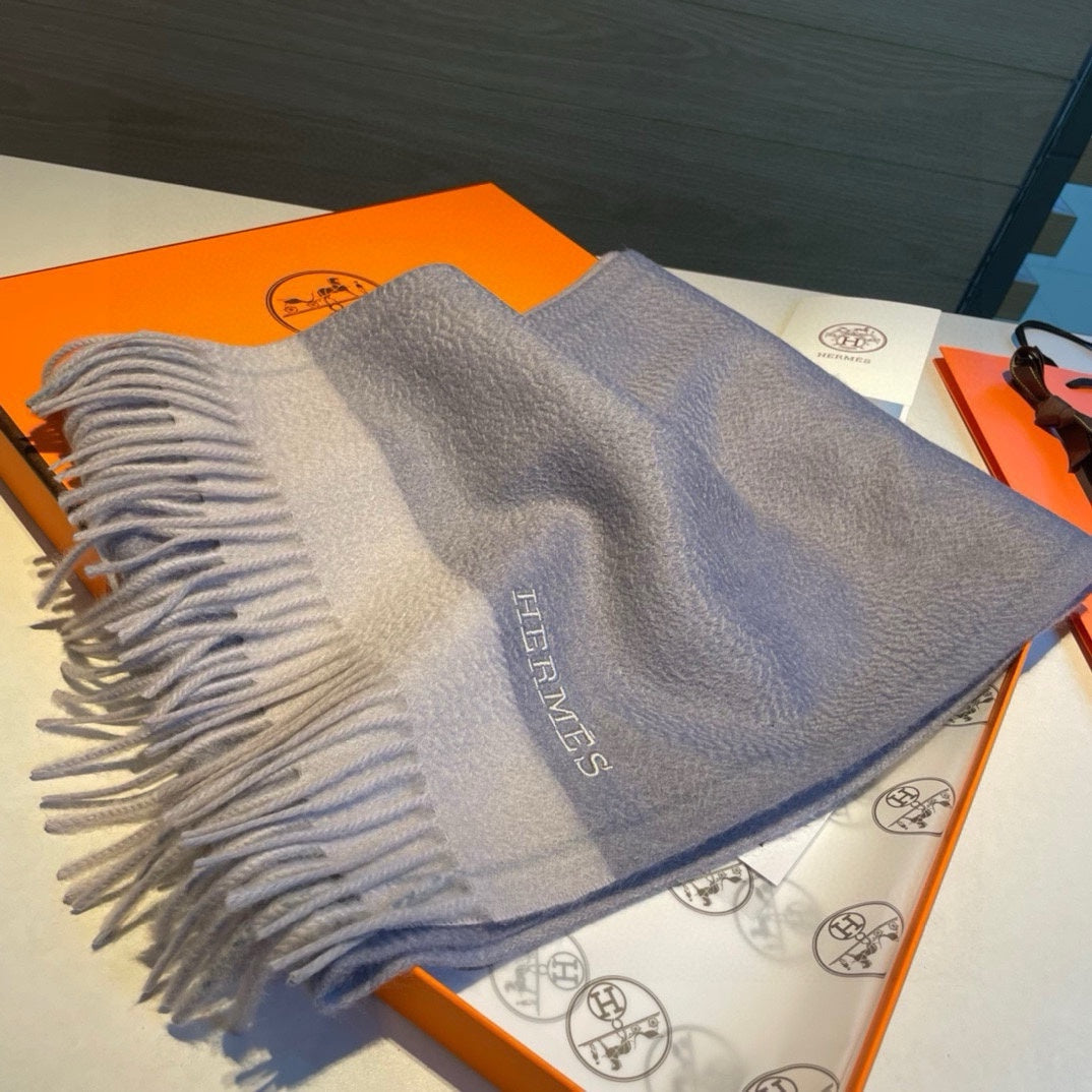 Scarf 180 CM In Grey Blue Mix Grey White Cashmere 398201