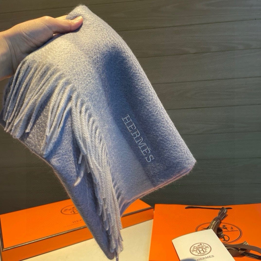 Scarf 180 CM In Grey Blue Mix Grey White Cashmere 398201