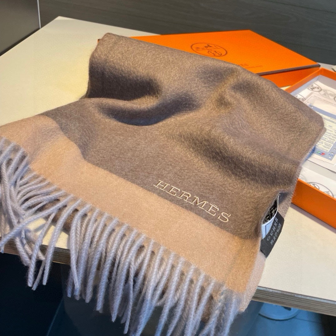 Scarf 180 CM In Brown Mix Beige Cashmere 398203