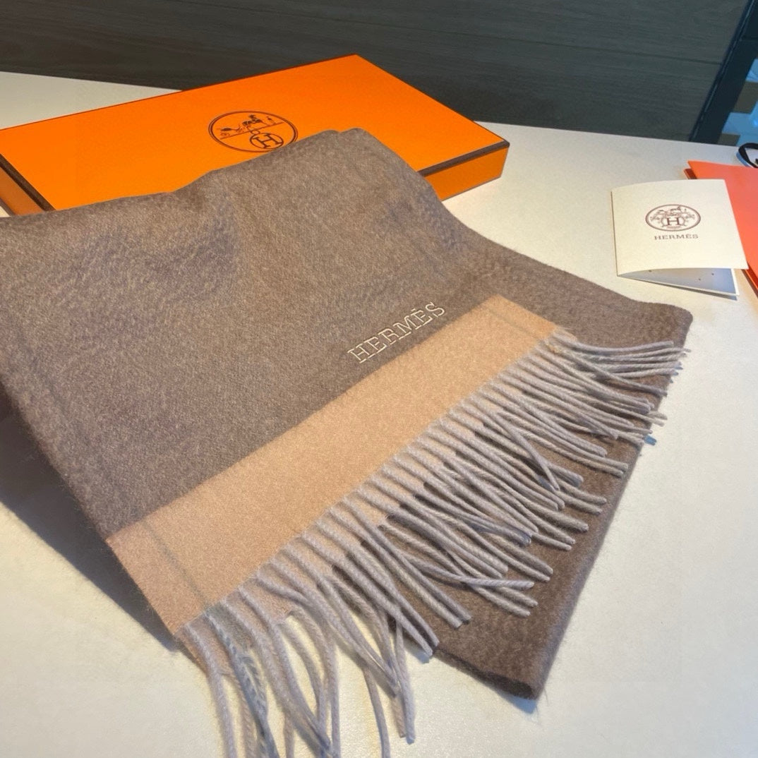 Scarf 180 CM In Brown Mix Beige Cashmere 398203