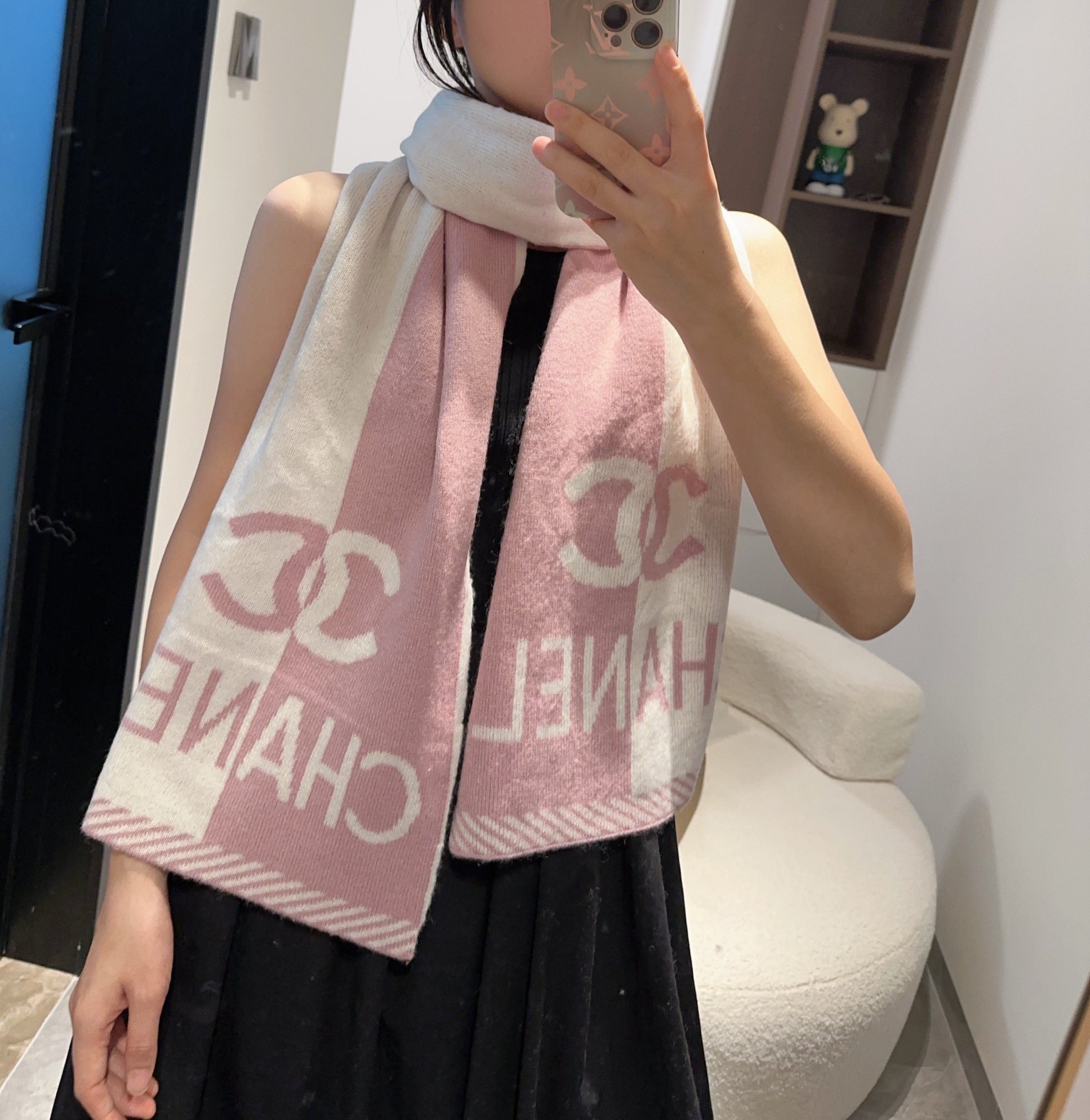 CC Scarf 180 CM In White Mix Pink Cashmere 416940