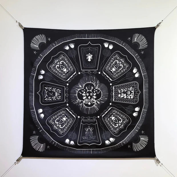 HM 26ss Double Sided Scarf 90 Black Twill Silk 134422