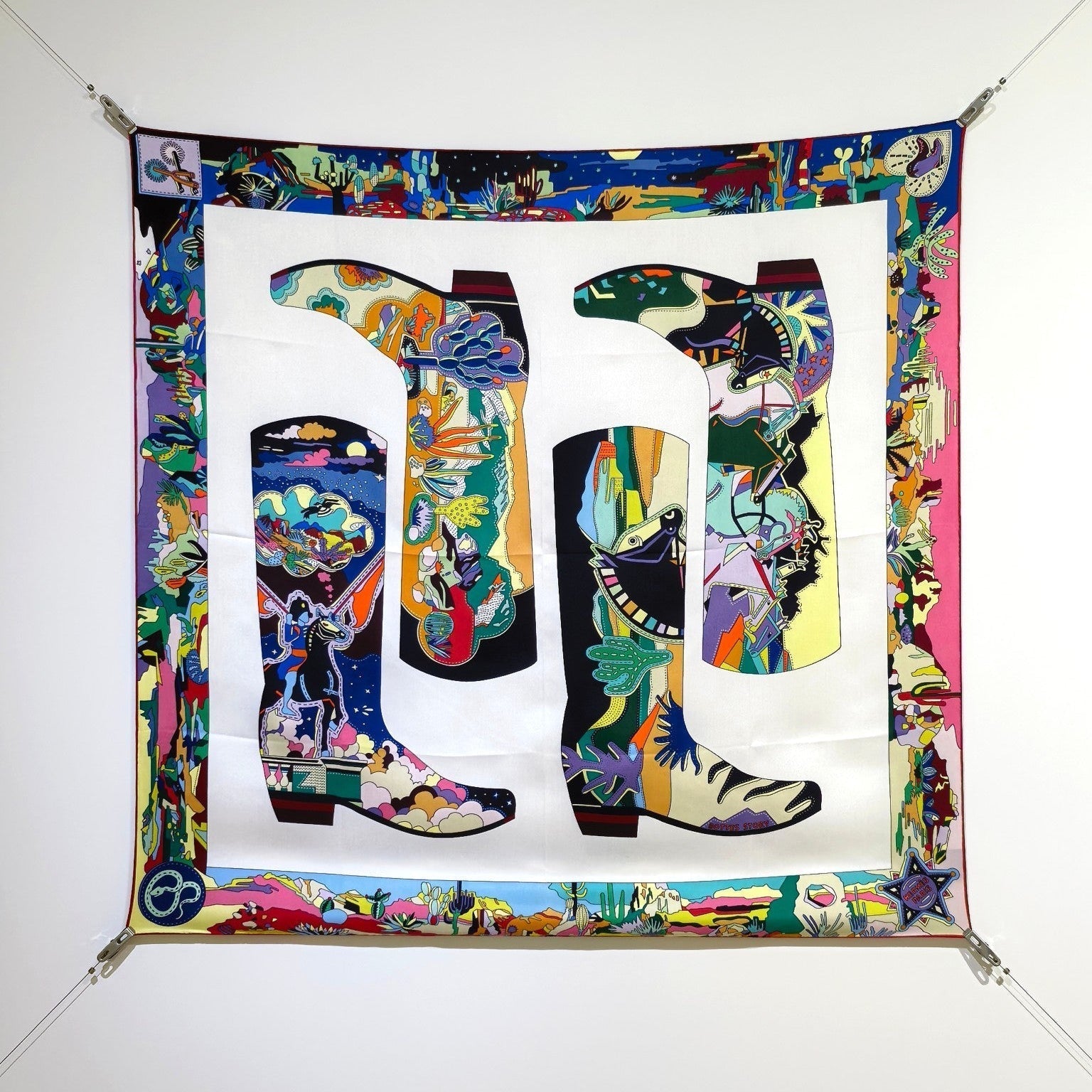 HM The Story 90 CM White Colorful Cashmere and Silk 293064