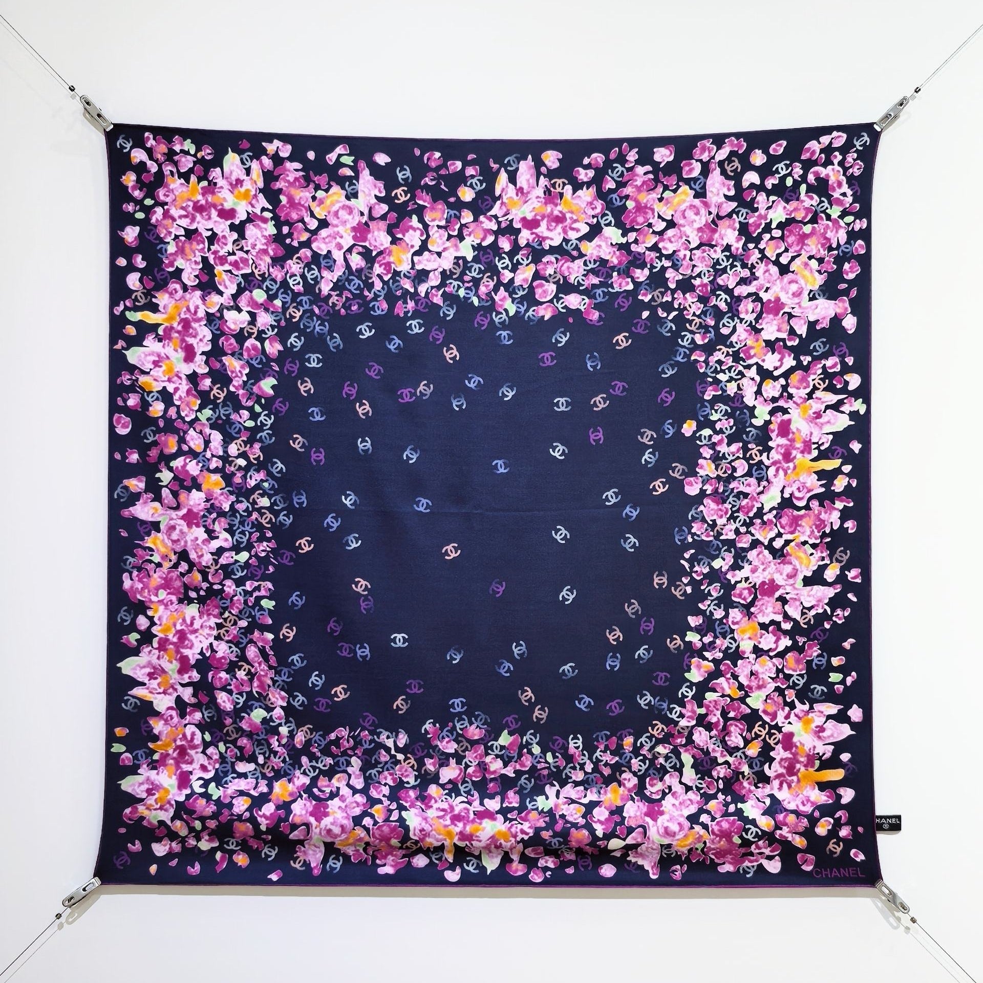 CC 25 Scarf 90CM In Navy Blue Purple Colorful Cashmere 293049