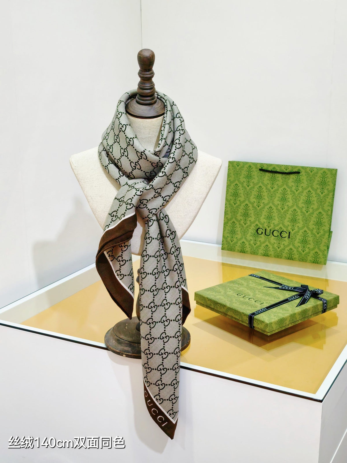 GG Scarf 140x140 Colorful Twill Silk Cashmere 485428