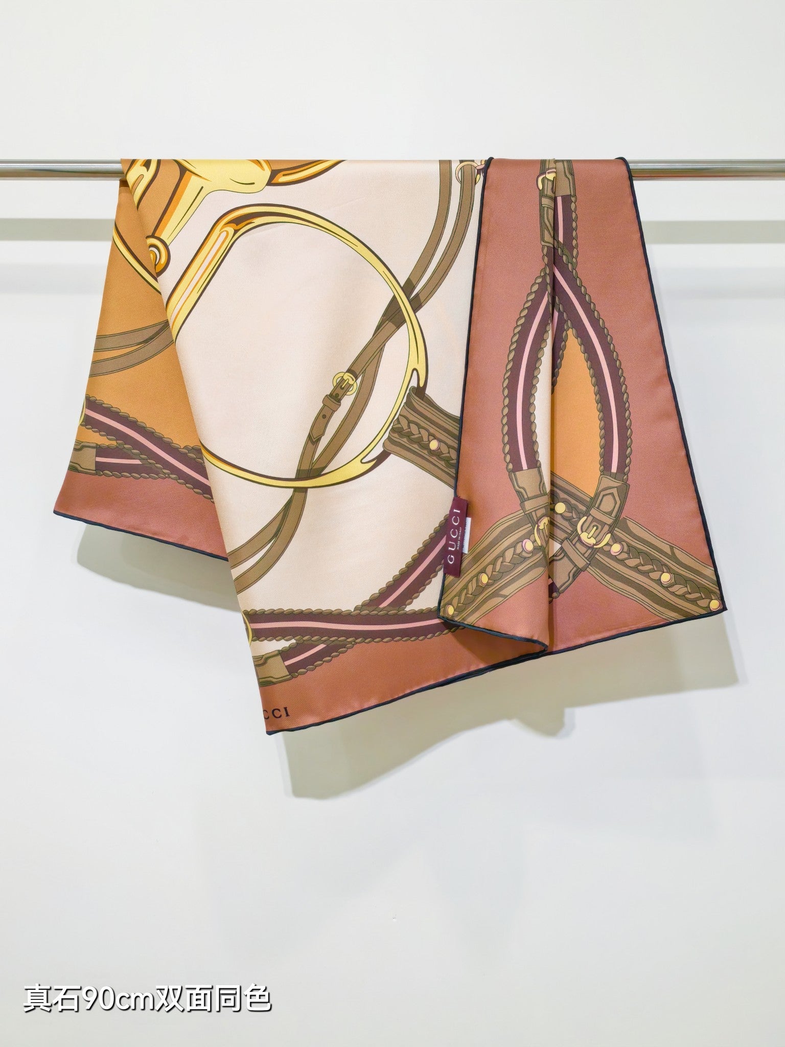 GG Jacquard Carré Scarf 90x90cm Brown Colorful Silk Twill 209974