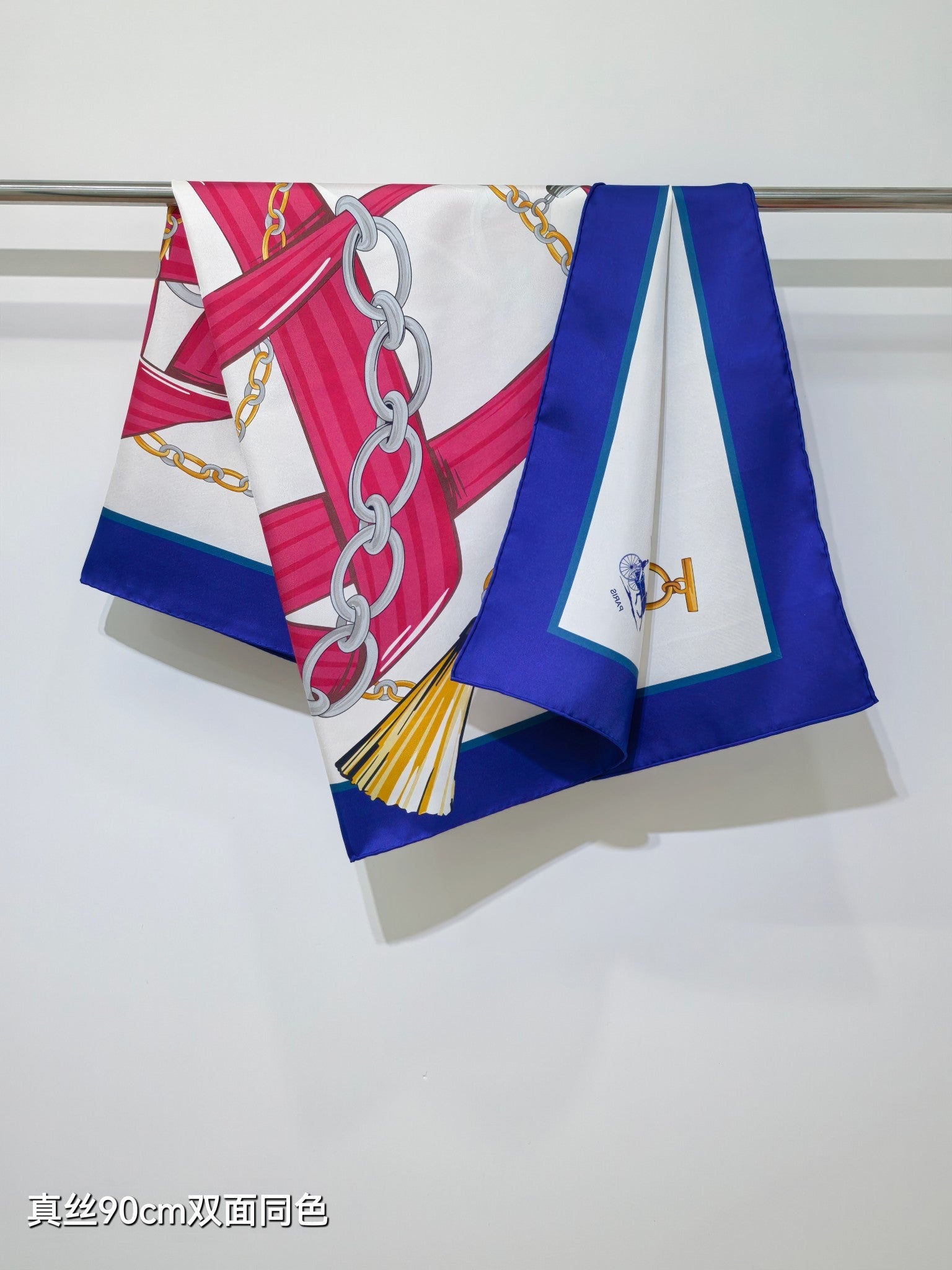 Celine 90x90cm Scarf Navy Blue Colorful Silk Twill 209977