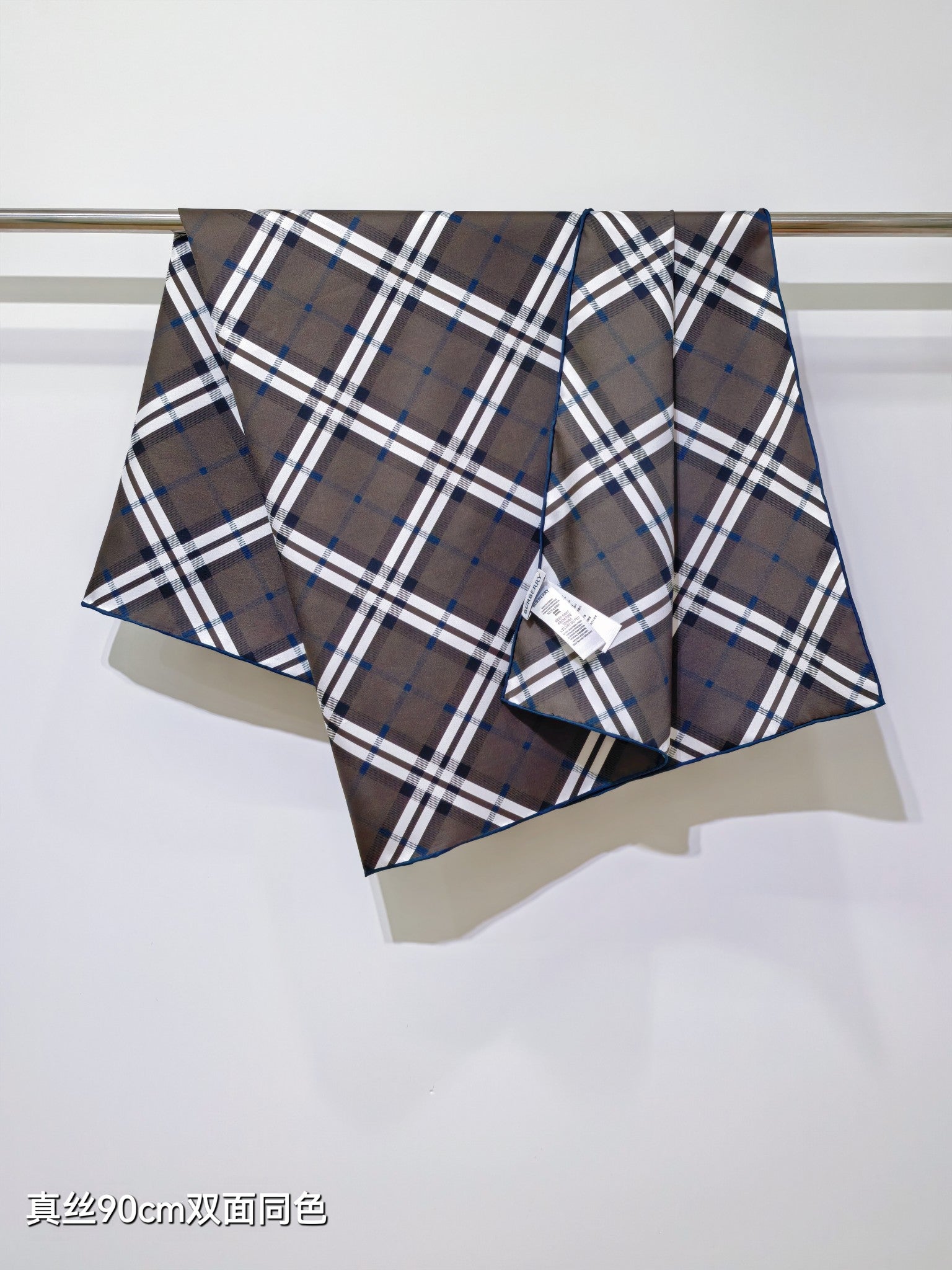 Fendi Check Night Scarf 90x90 Coffee Twill Silk 212084