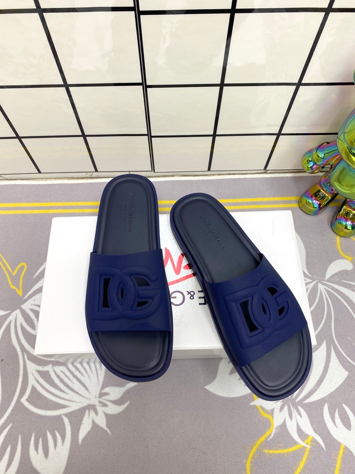Dc Slipper Black & Navy Blue Rubber 361633