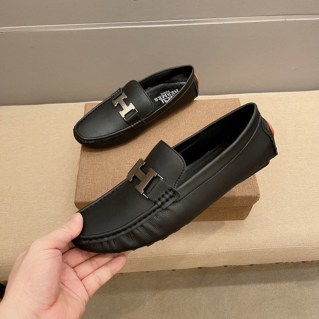 HM Men's Slip-on Loafers Black Calfskin 892076