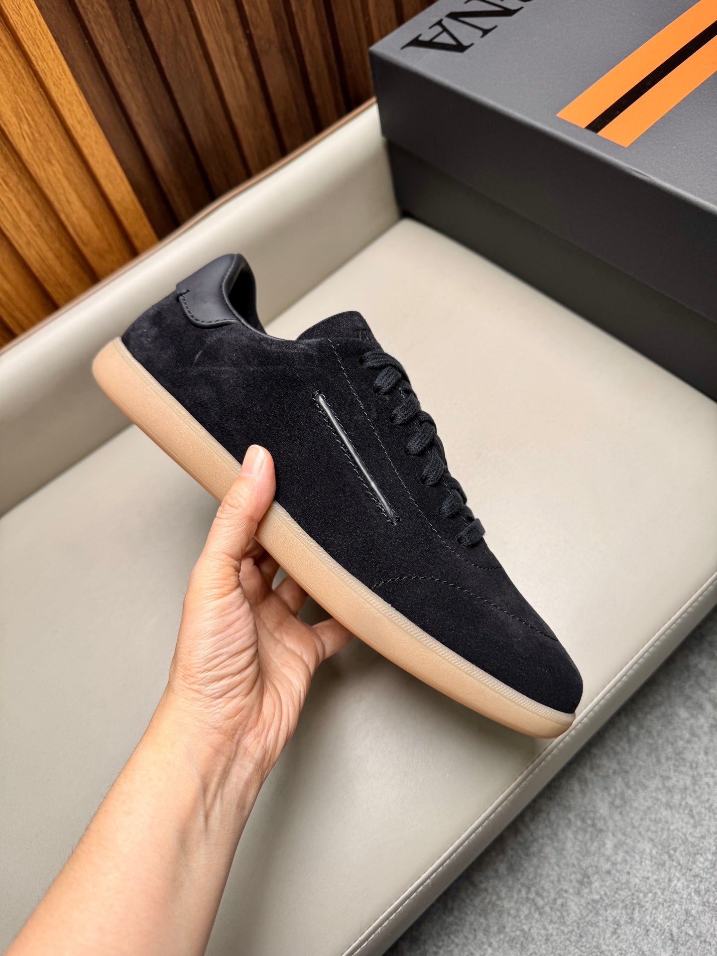 Zegna Men's 232 Low-Top Sneakers Black Velvet