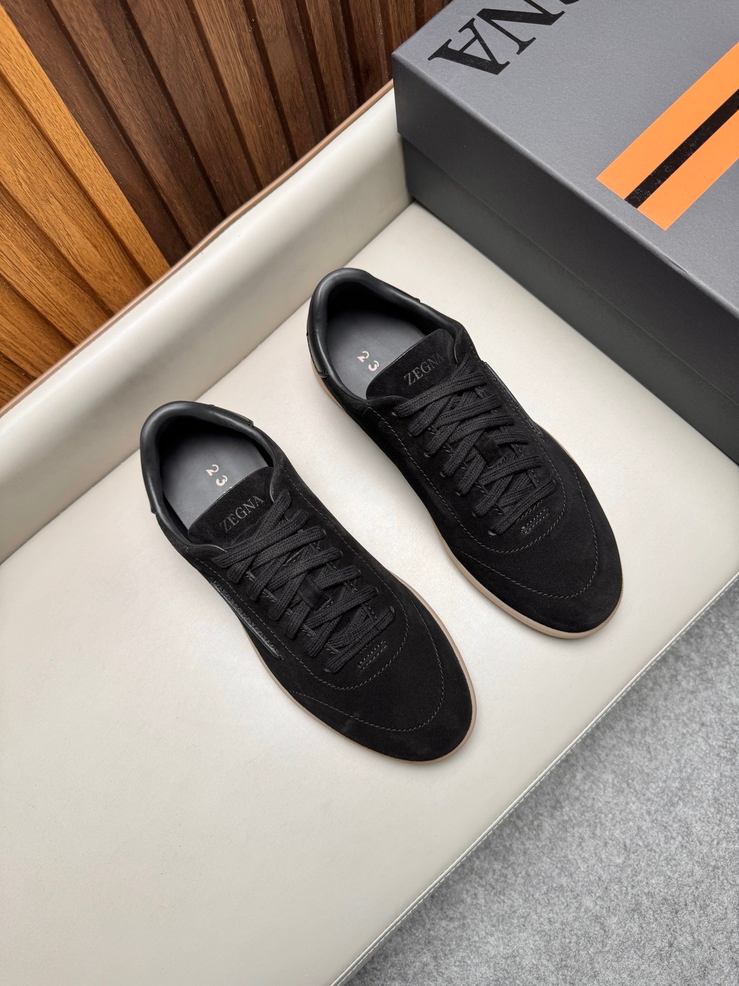 Zegna Men's 232 Low-Top Sneakers Black Suede