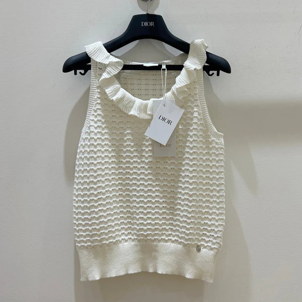 Dior 2026 Sleeveless Crew Neck Vest White Cotton 448466