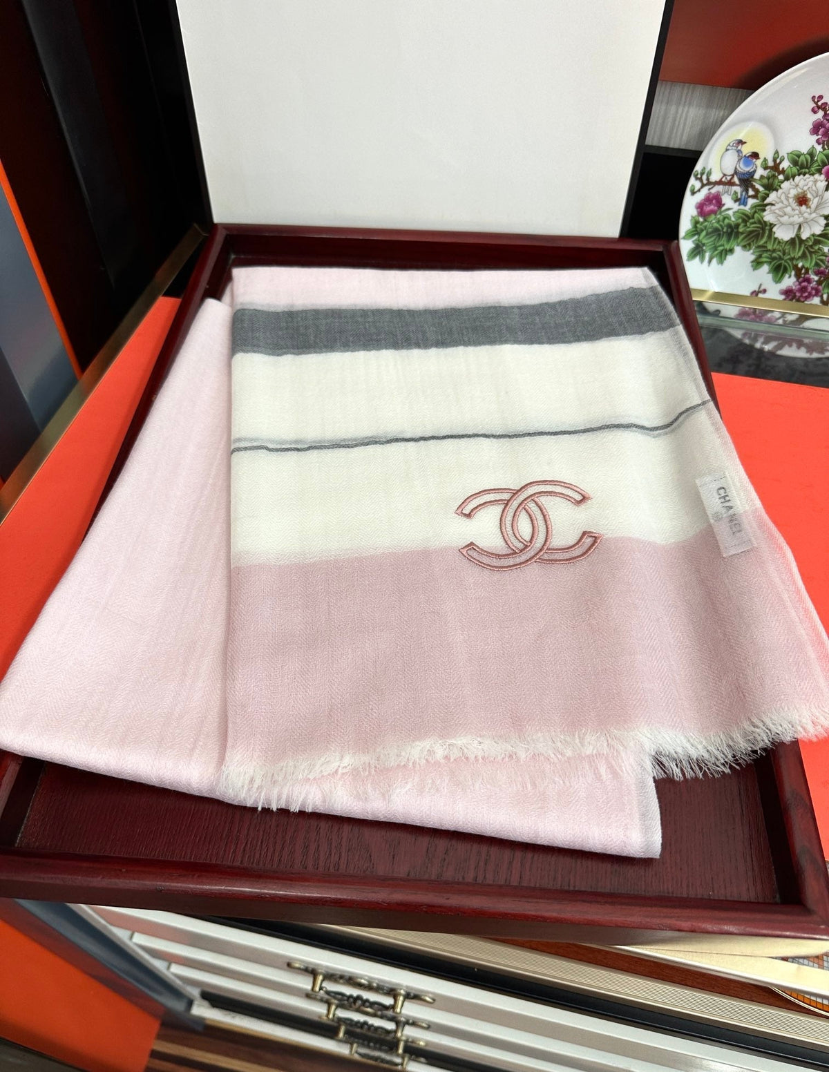 Scarf 200 Cm In Pastel Pink Silk And Cashmere 400025