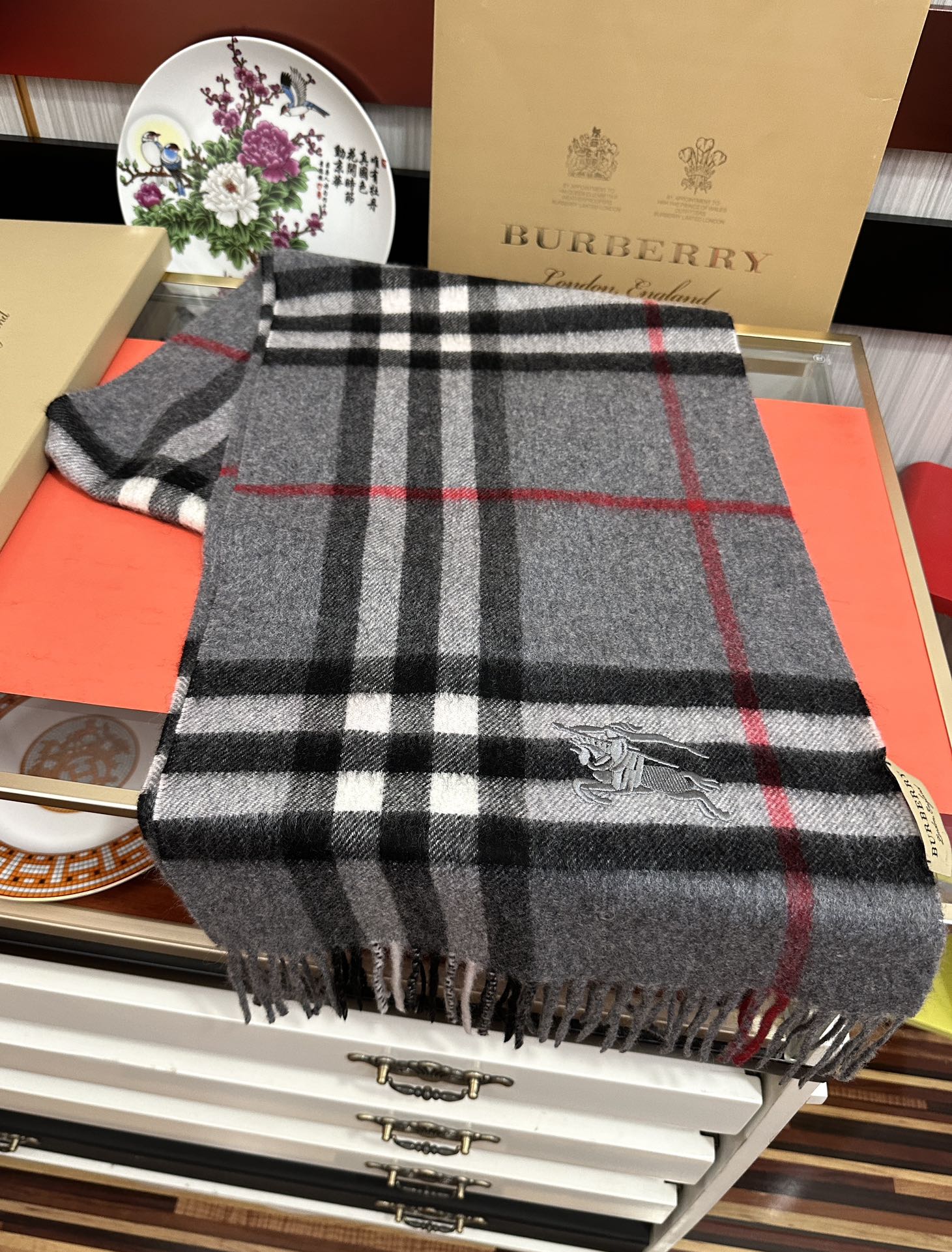 BBR Double-Sided Scarf 200CM Dark Gray Cashmere 293004