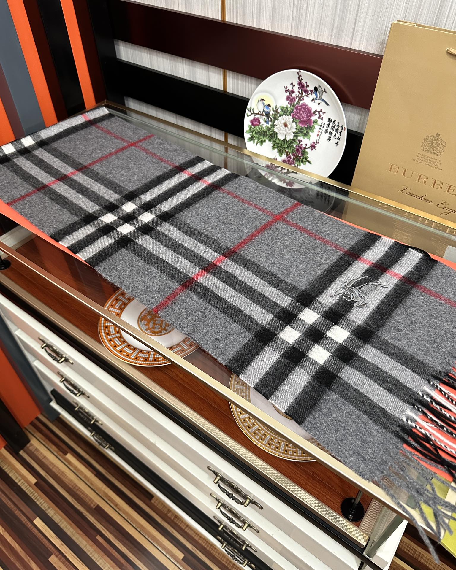 BBR Double-Sided Scarf 200CM Dark Gray Cashmere 293004