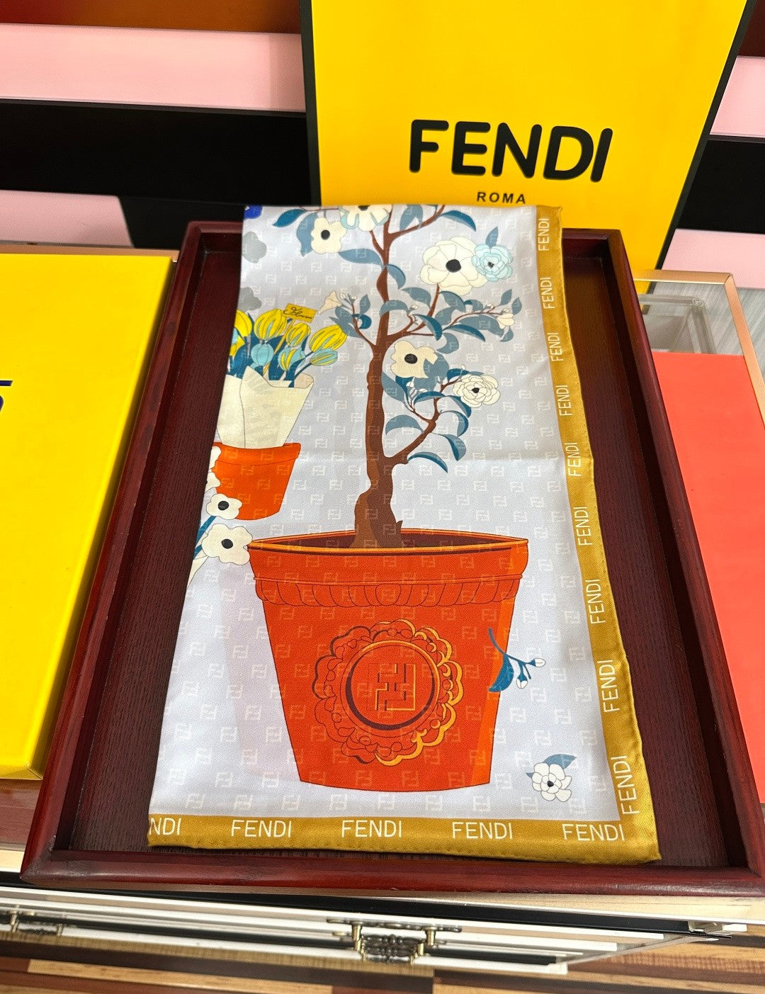 Fendi Scarf 90x90 Colorful Twill Silk 445051