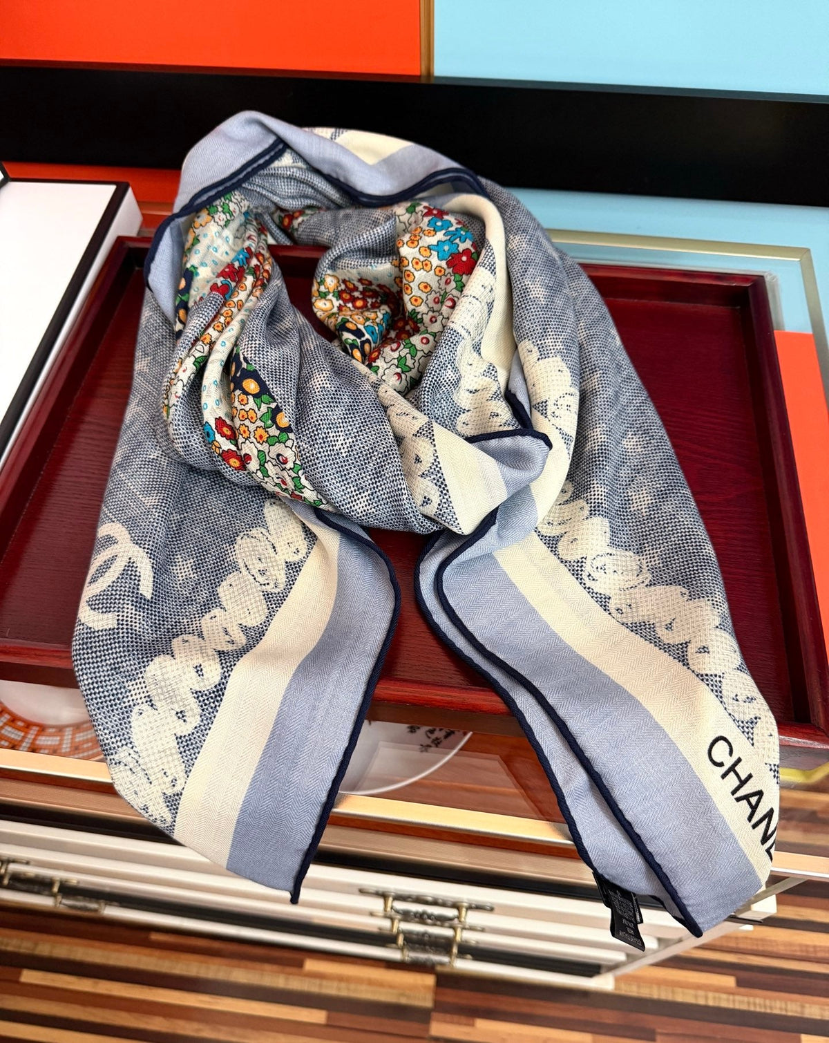 CC Scarf 140x140 Colorful Twill Silk Cashmere 569482