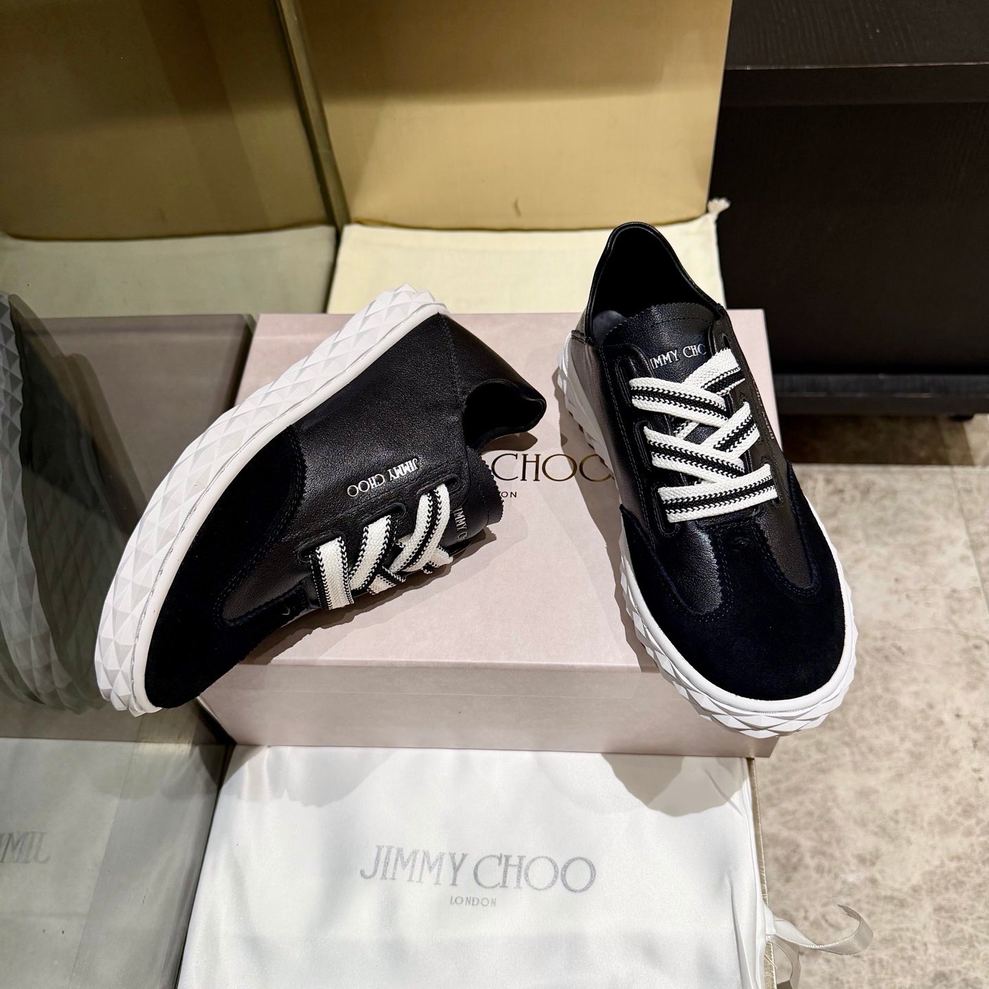 Jimmy Diamond Light Flex Sneaker Black Suede Leather 715044