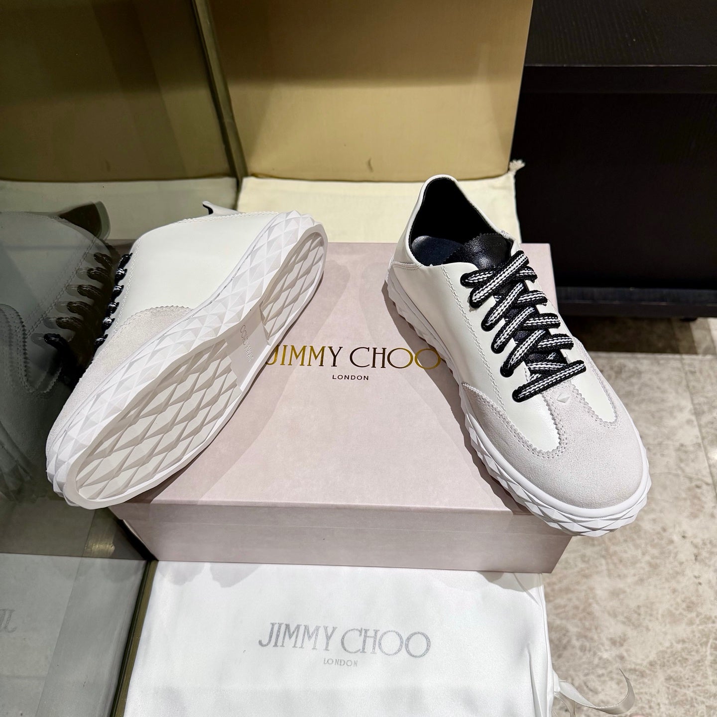 Jimmy Diamond Light Flex Sneaker Cream Grey Suede Leather 715043