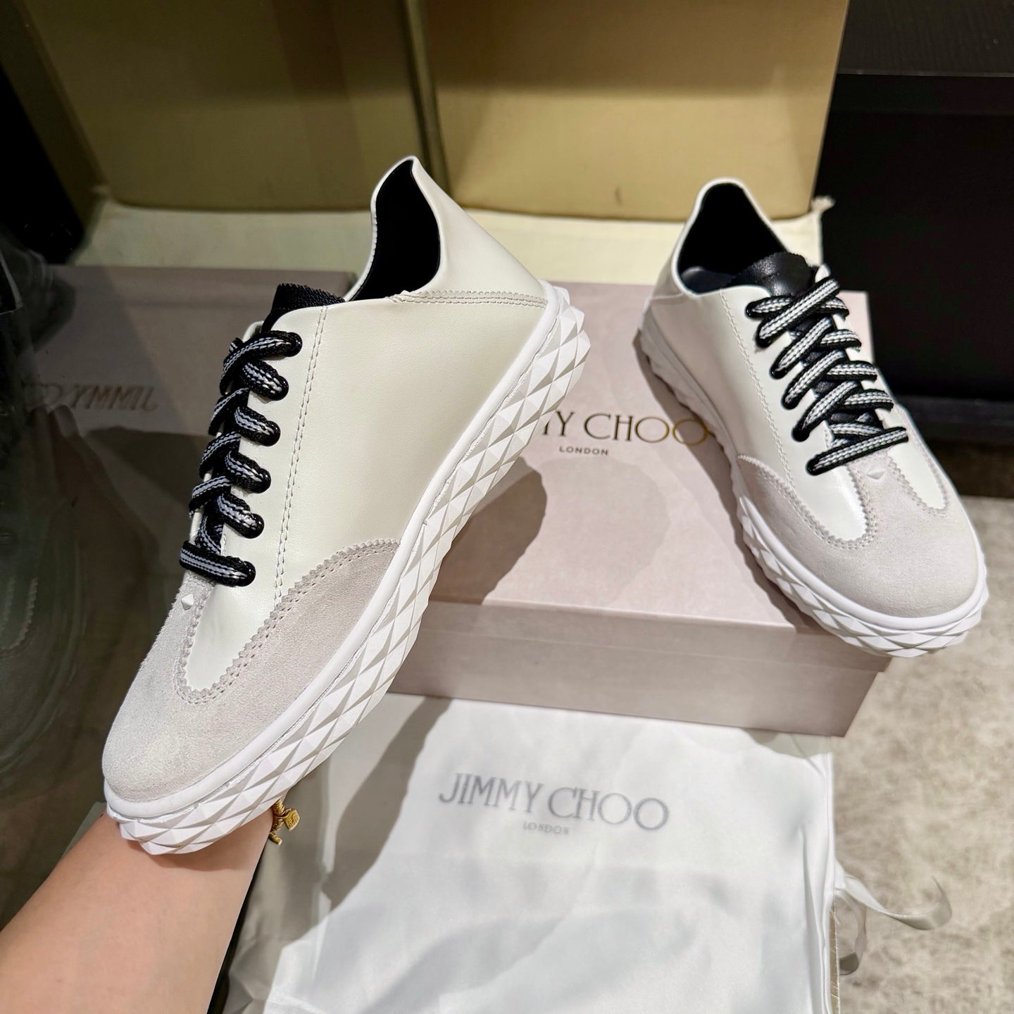 Jimmy Diamond Light Flex Sneaker Cream Grey Suede Leather 715043