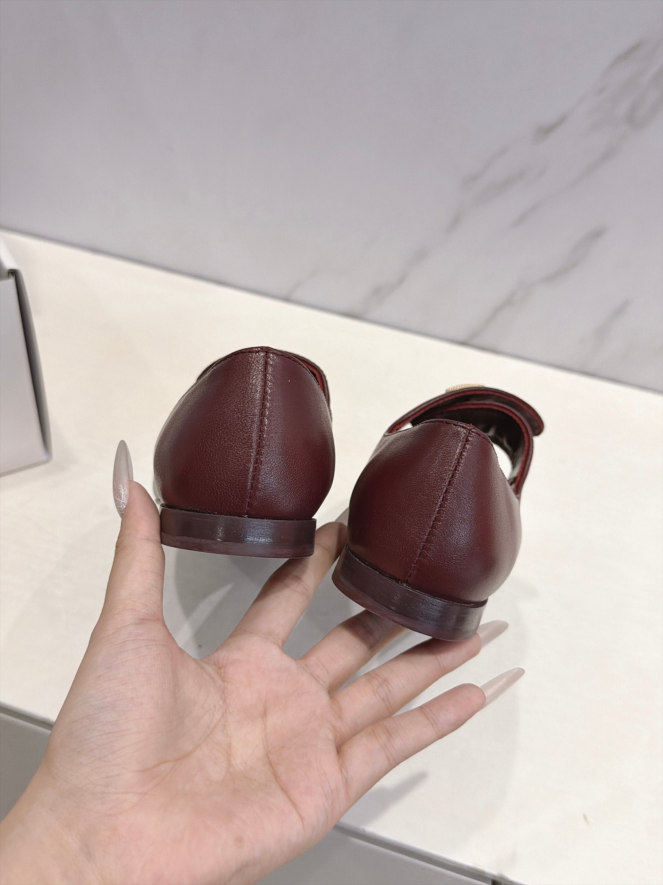 CC 26s Round Toe Mary Jane Shoes Burgundy Lambskin 937757