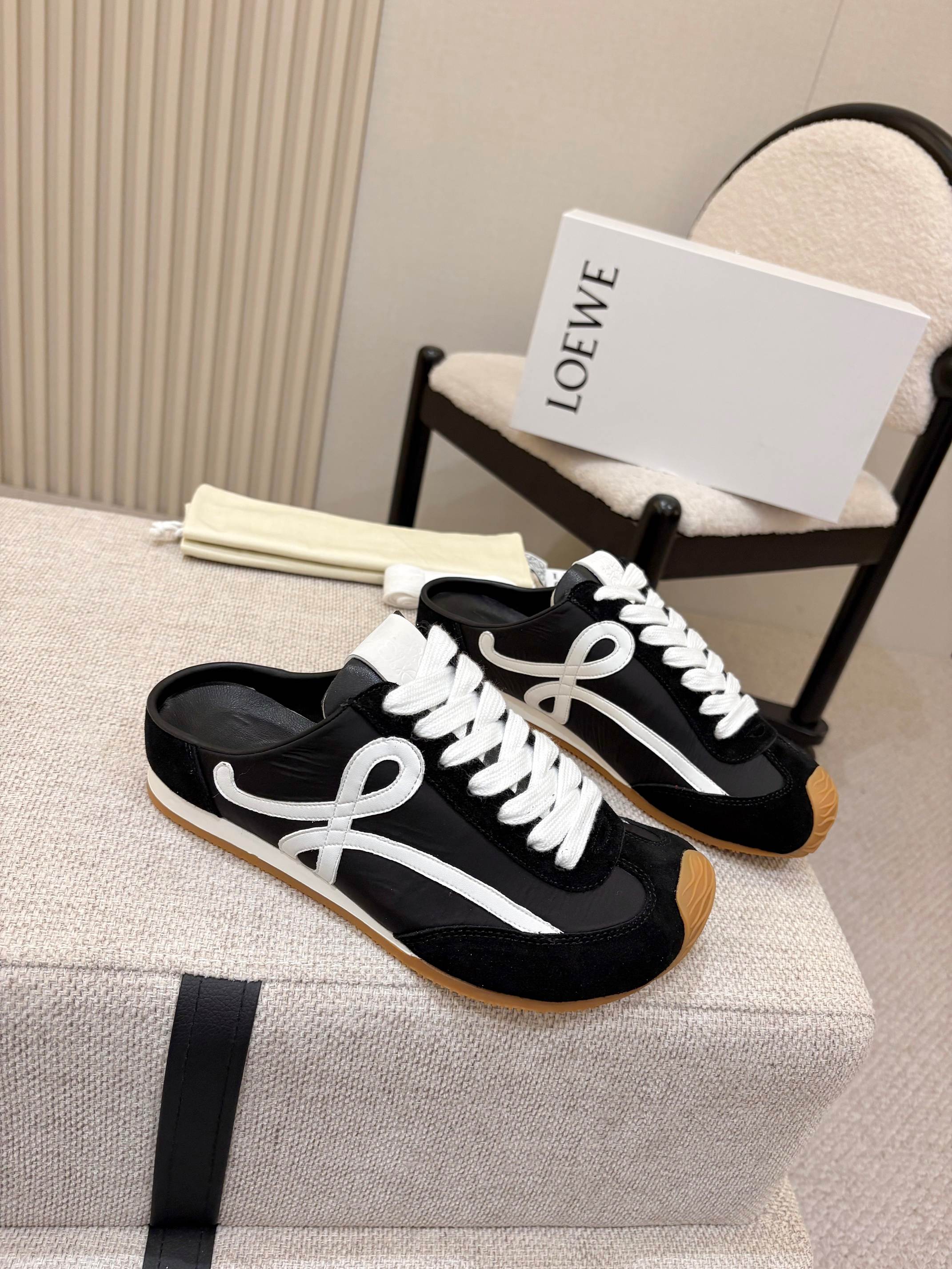 Loewe Ballet Runner Slip-On Black Suede Nylon 833800
